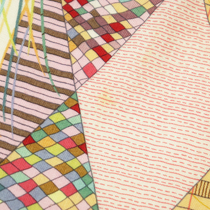 エルメス カレジェアン140 PATCHWORK HORSE カシミヤシルクスカーフ