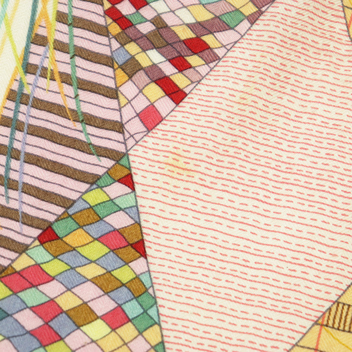 エルメス カレジェアン140 PATCHWORK HORSE カシミヤシルクスカーフ