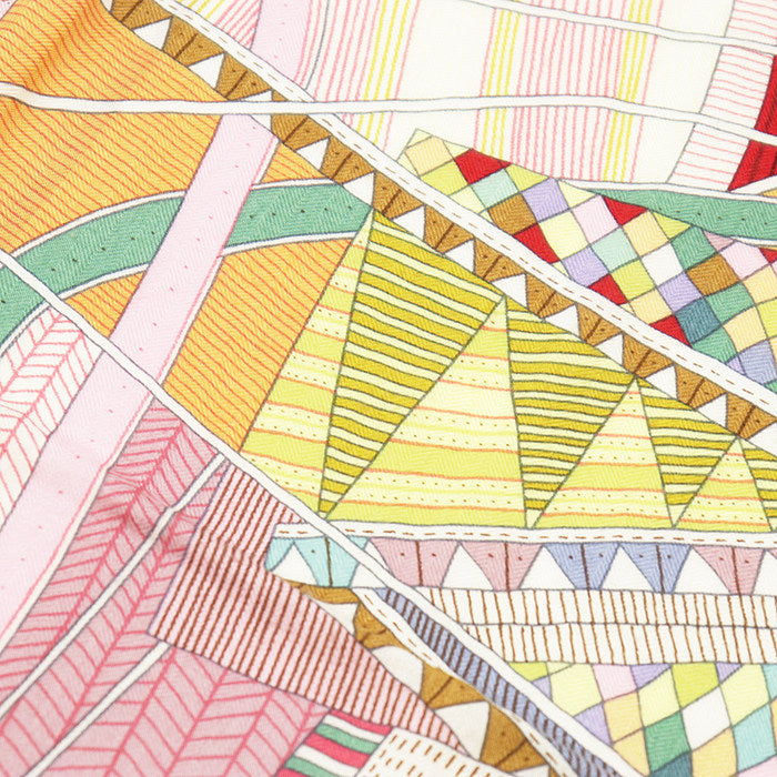 エルメス カレジェアン140 PATCHWORK HORSE カシミヤシルクスカーフ