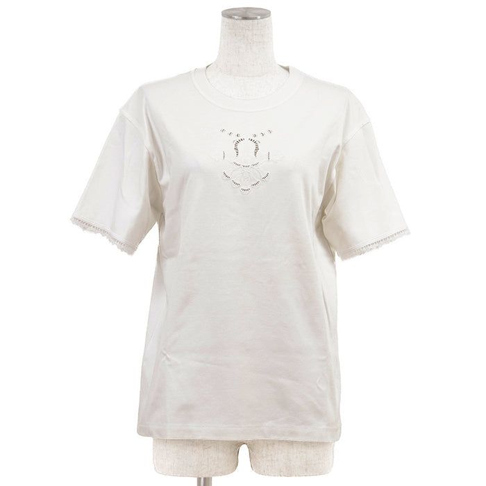 エルメス コットン刺繍レース半袖Tシャツ34