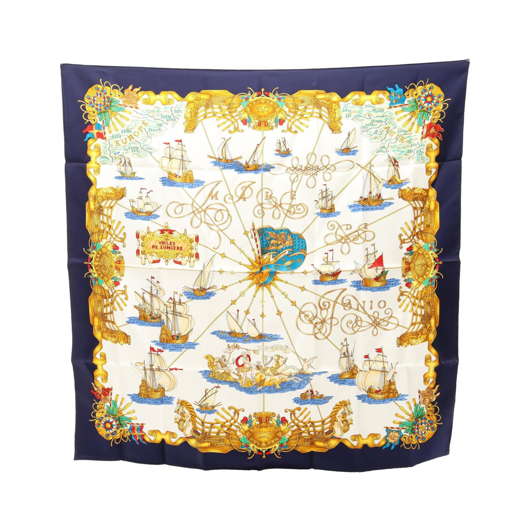 エルメス カレ90 VOILES DE LUMIERE シルクスカーフ
