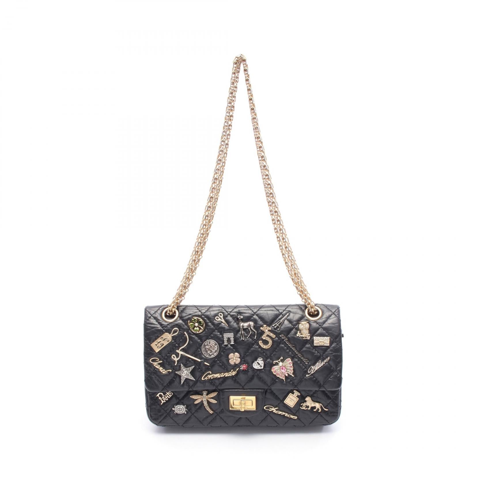 シャネル 2.55 マトラッセ レザー ショルダー バッグ