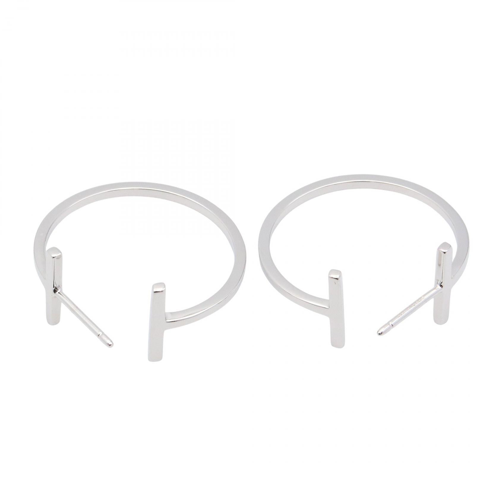 ティファニー & Co. T ワイヤー K18WG ピアス