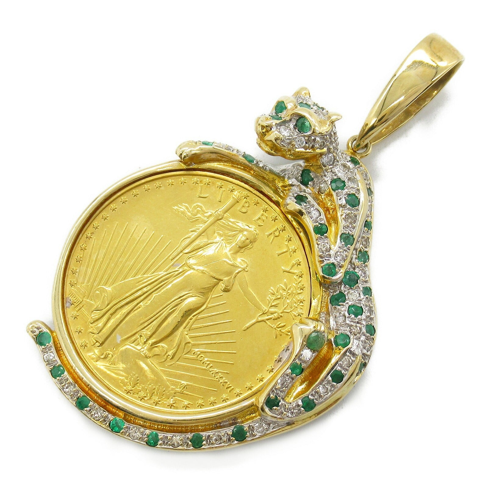 Au750 エメラルド ダイヤモンド ペンダント