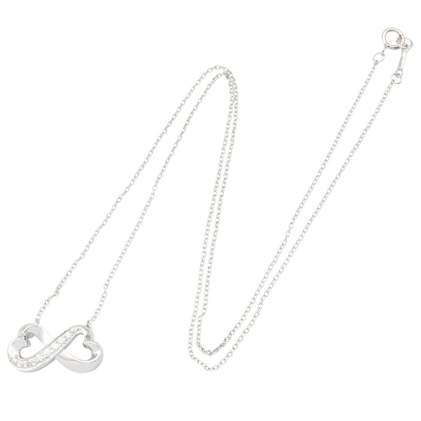 ティファニー ダブル ラビング ハート K18WG ダイヤ ネックレス