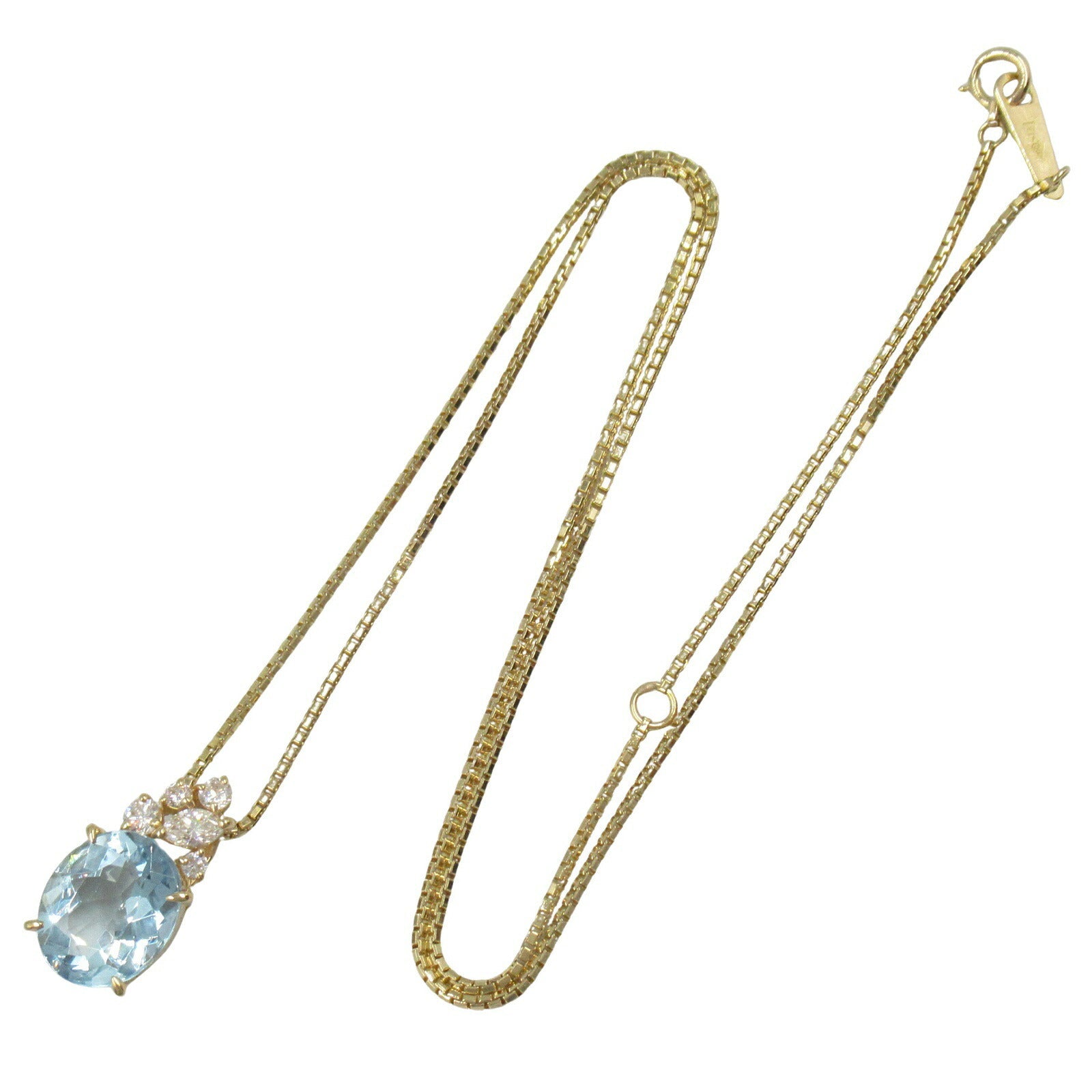 Tasaki アクアマリン Au750 ダイヤモンド ネックレス