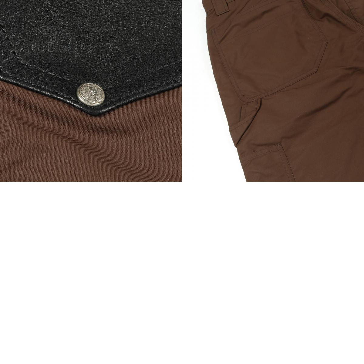 クロムハーツ CARPENTER DOUBLE KNEE CROSS PATCH レザーナイロンパンツ
