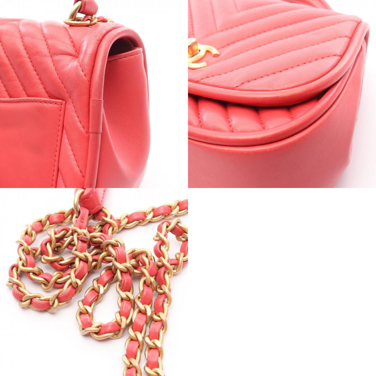 シャネル シェブロン V ステッチ ラムスキン ショルダーバッグ