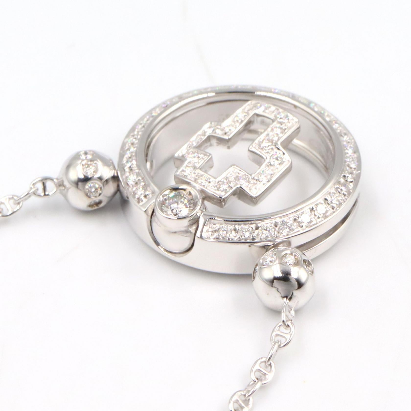 ミキモト バラカ クロス K18WG ダイヤモンド ネックレス