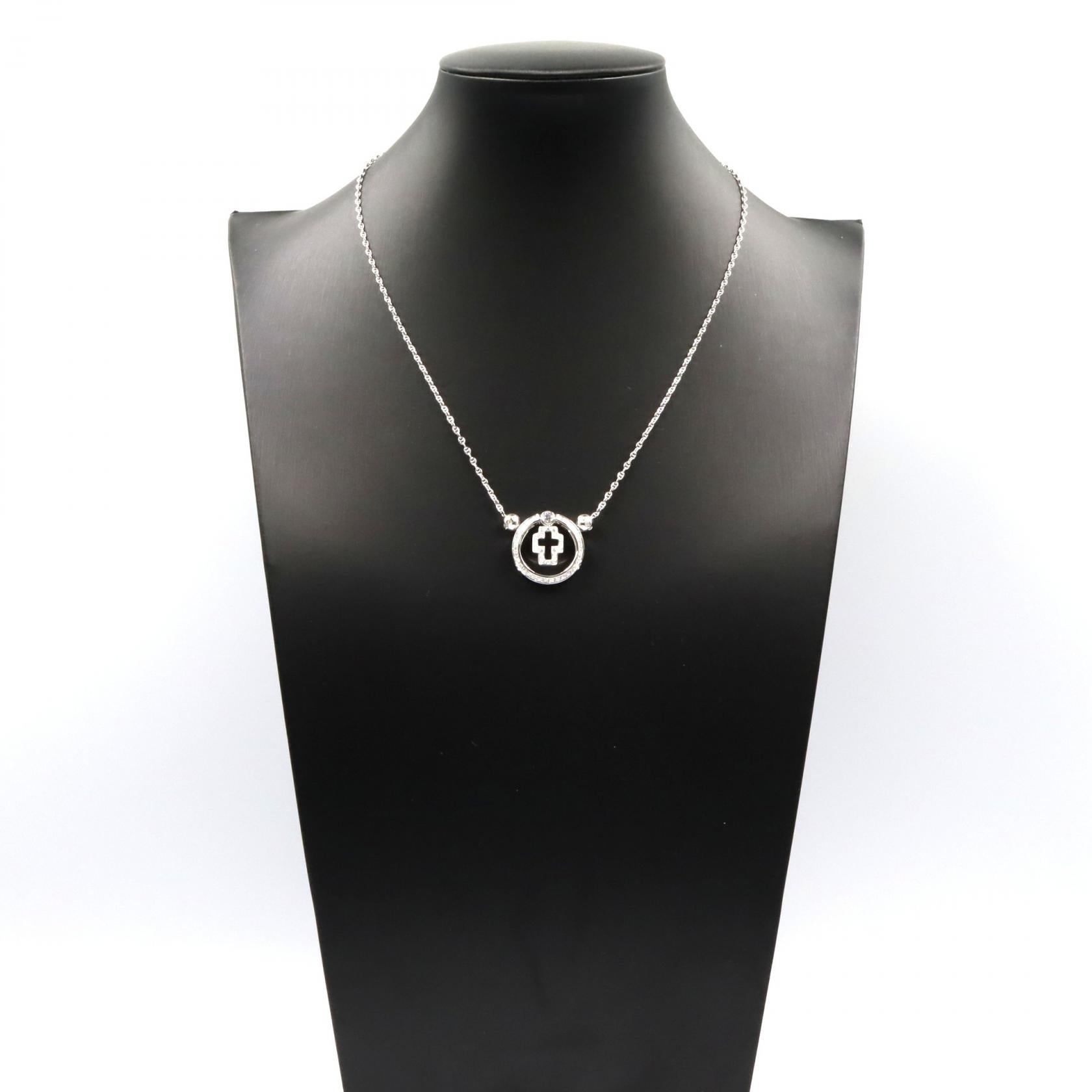 ミキモト バラカ クロス K18WG ダイヤモンド ネックレス