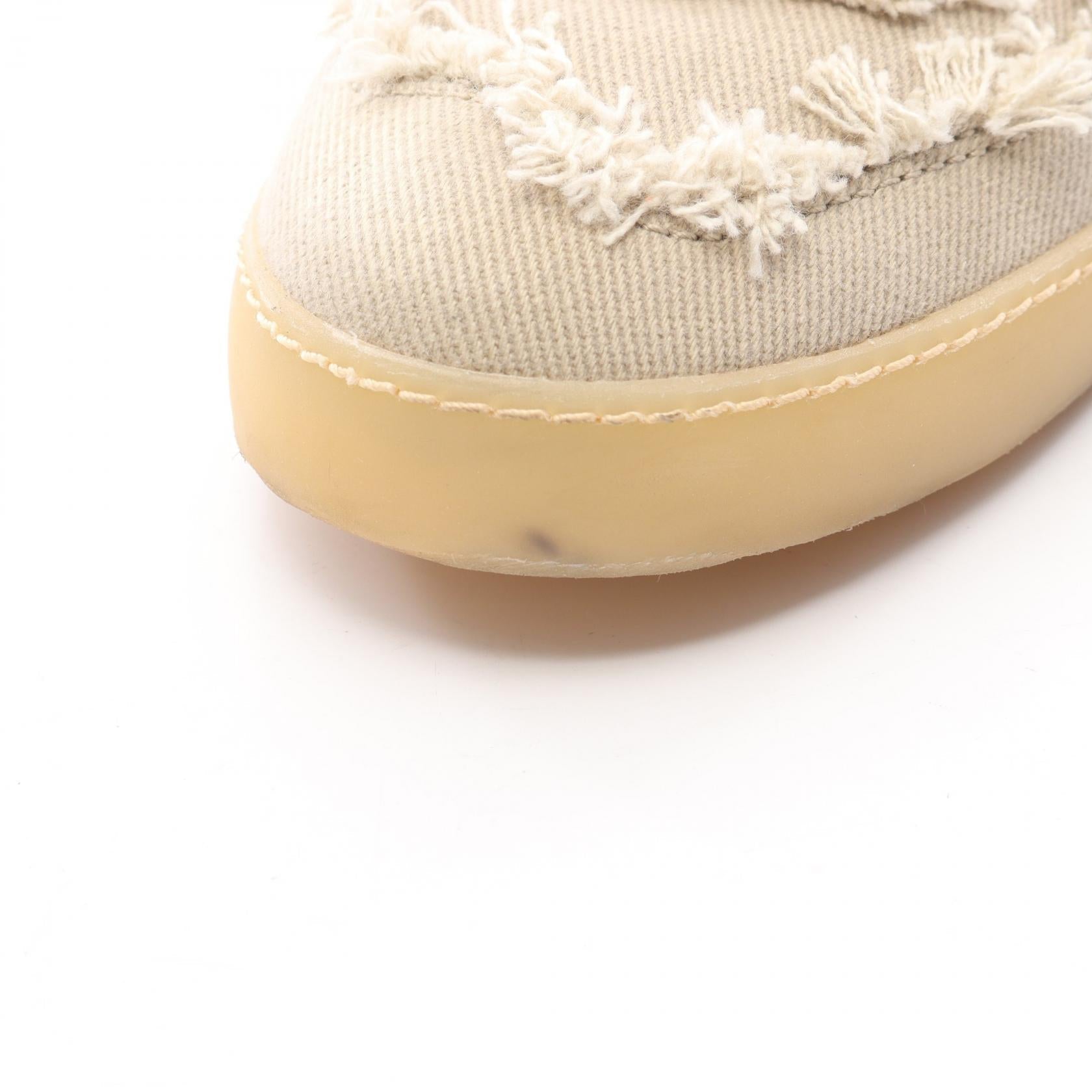 Miu Miu ウォッシュド デニム フリンジ コットン スニーカー