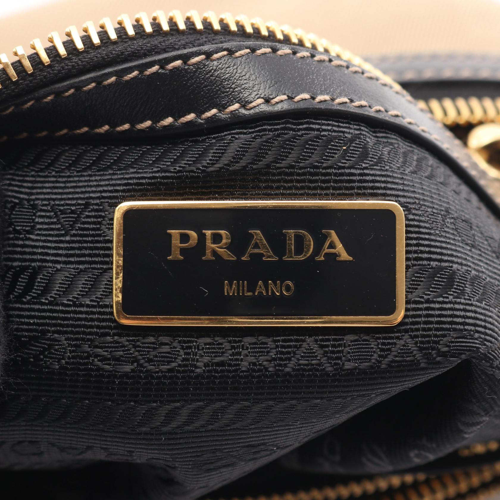 プラダ LOGO JACQUARD キャンバス レザー ショルダーバッグ
