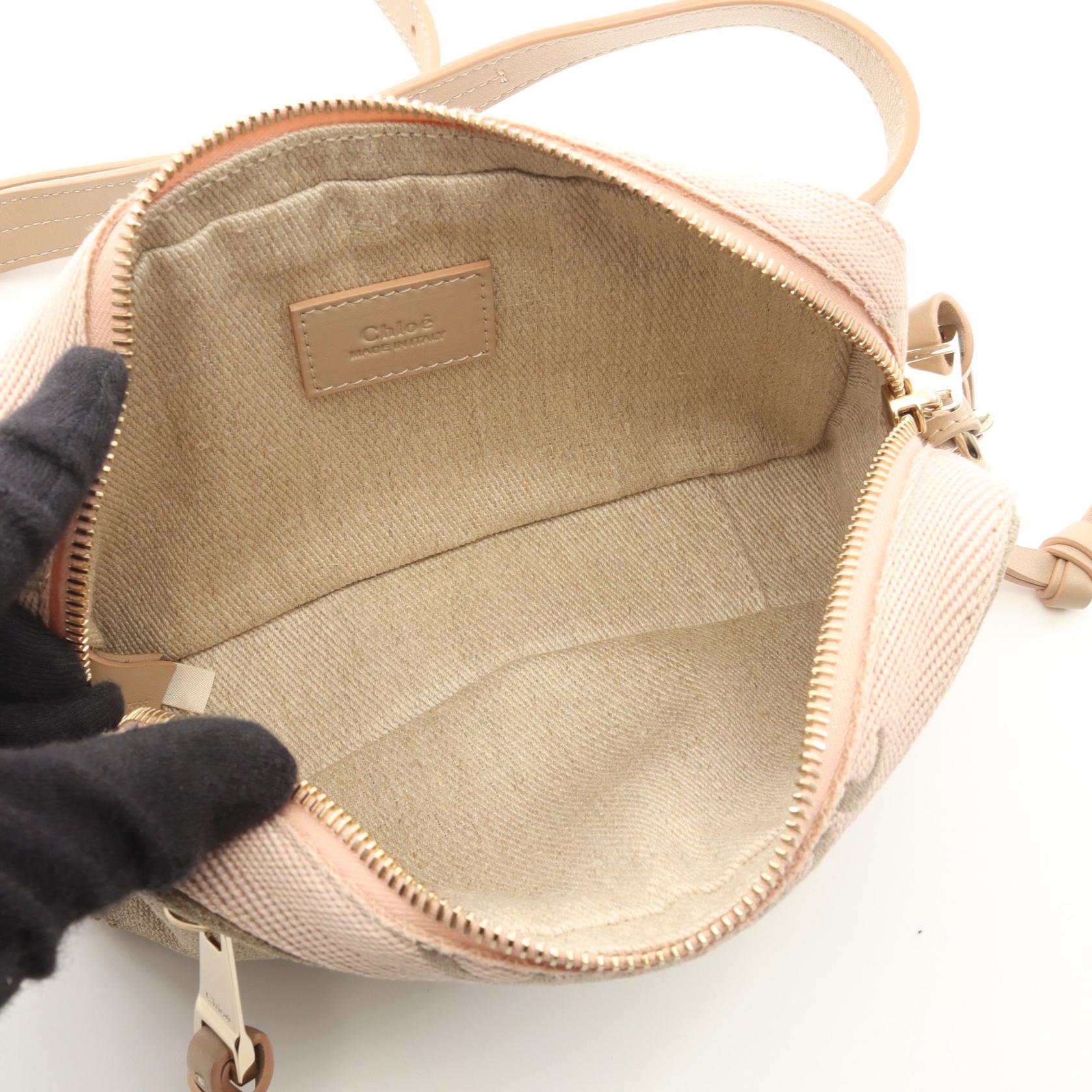 クロエ WOODY BELT BAG キャンバス レザー ショルダーバッグ