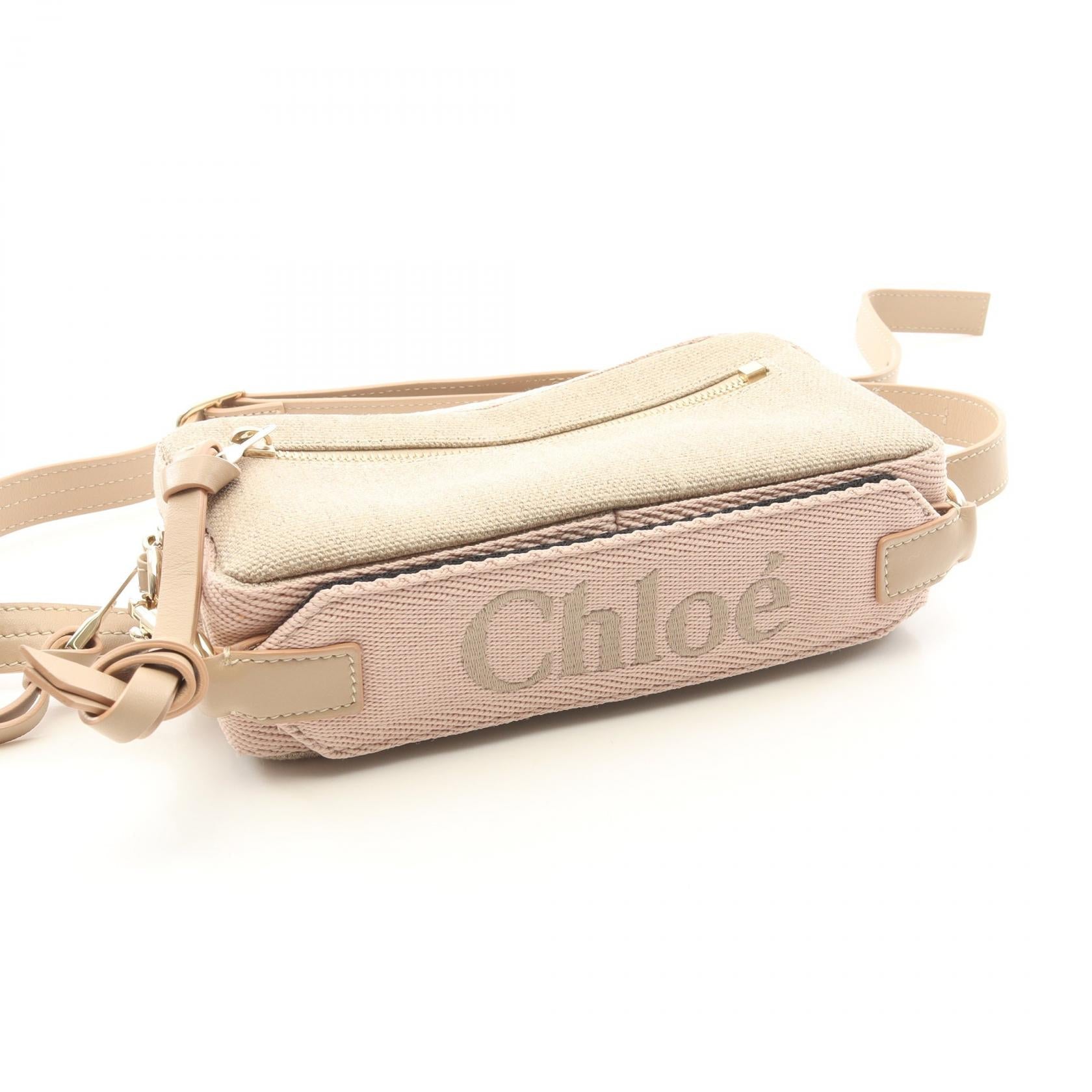 クロエ WOODY BELT BAG キャンバス レザー ショルダーバッグ