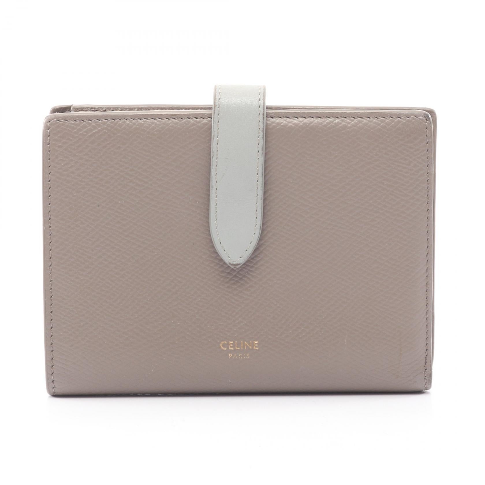 セリーヌ ミディアムストラップウォレット レザー 二つ折り財布