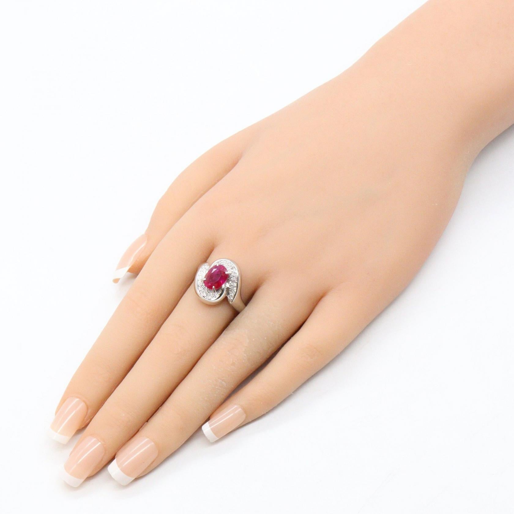 ジュエリー Pt900プラチナ エメラルドカットルビー ダイヤモンド リング