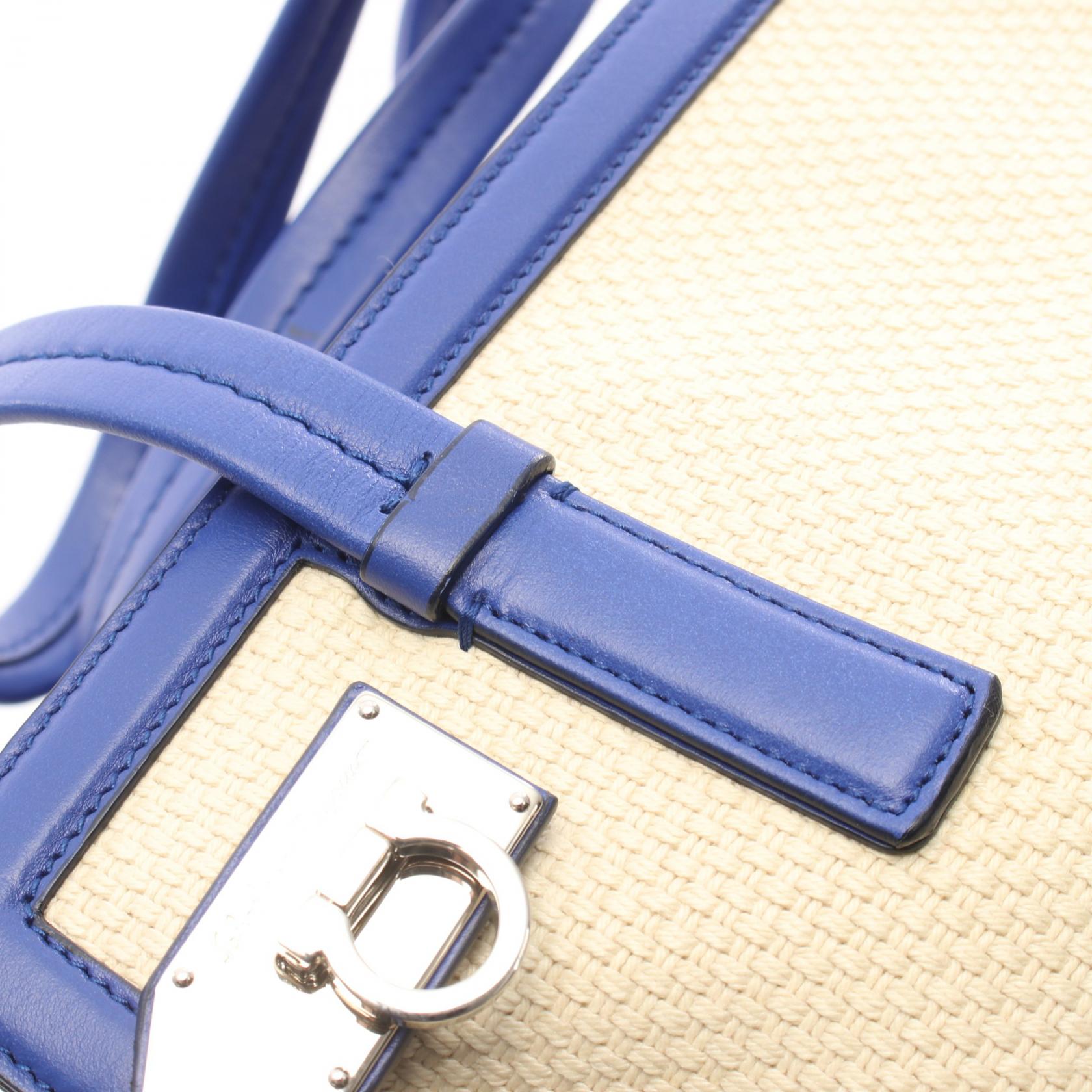 サルヴァトーレ フェラガモ Ariana キャンバス レザー ハンドバッグ