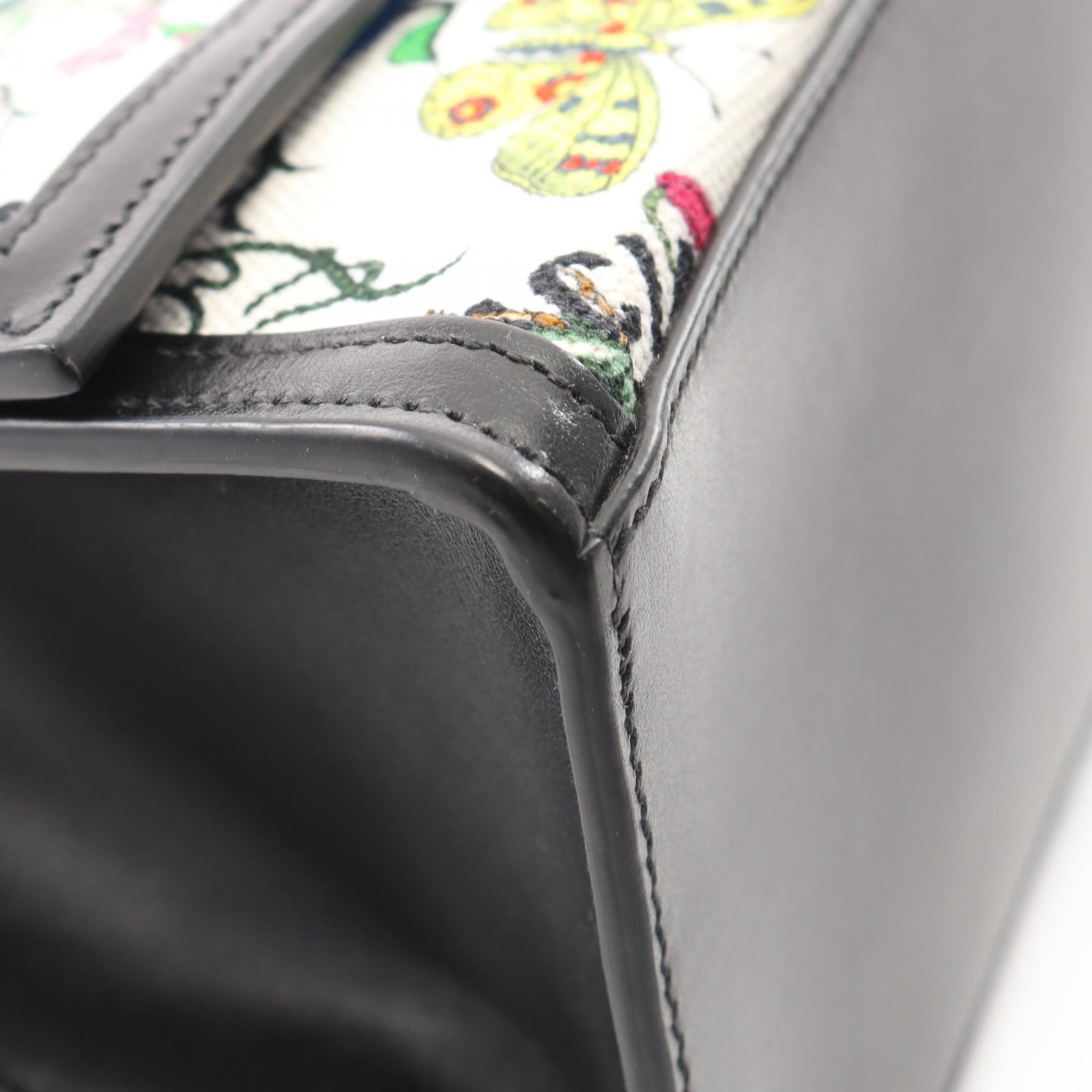 グッチ バレンシアガ ザハッカープロジェクト フローラ PVCコーティングキャンバス レザー ハンドバッグ