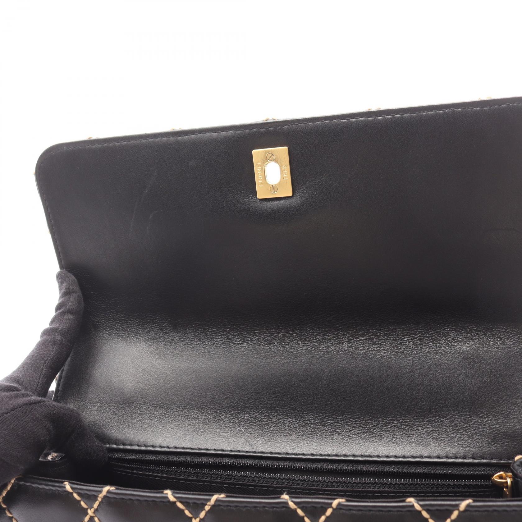シャネル ワイルドステッチ レザーハンドバッグ