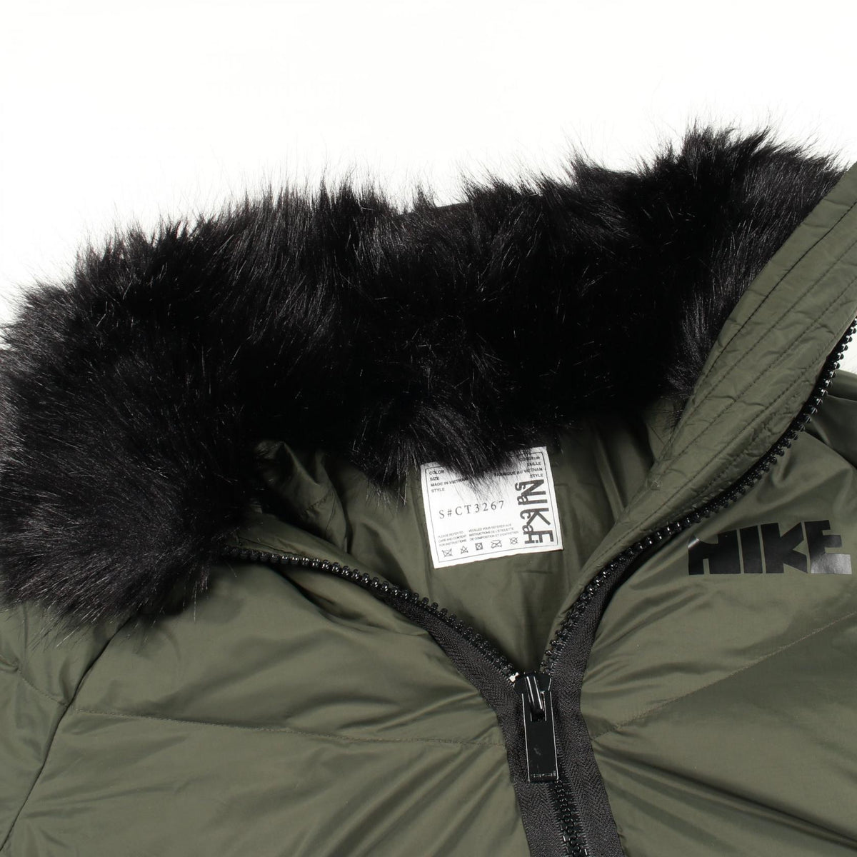 ナイキ NIKELAB sacai ナイロンフェイクファーダウンジャケット