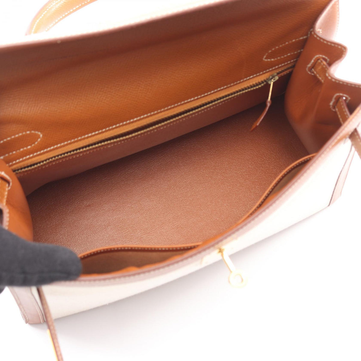 エルメス ケリー32 トワルアッシュ キャンバス クシュベル レザー
