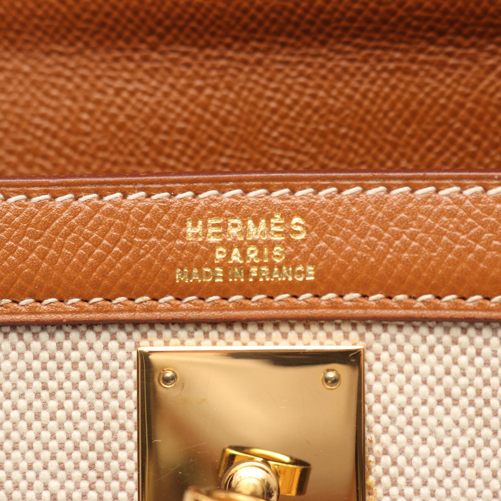 エルメス ケリー32 トワルアッシュ キャンバス クシュベル レザー
