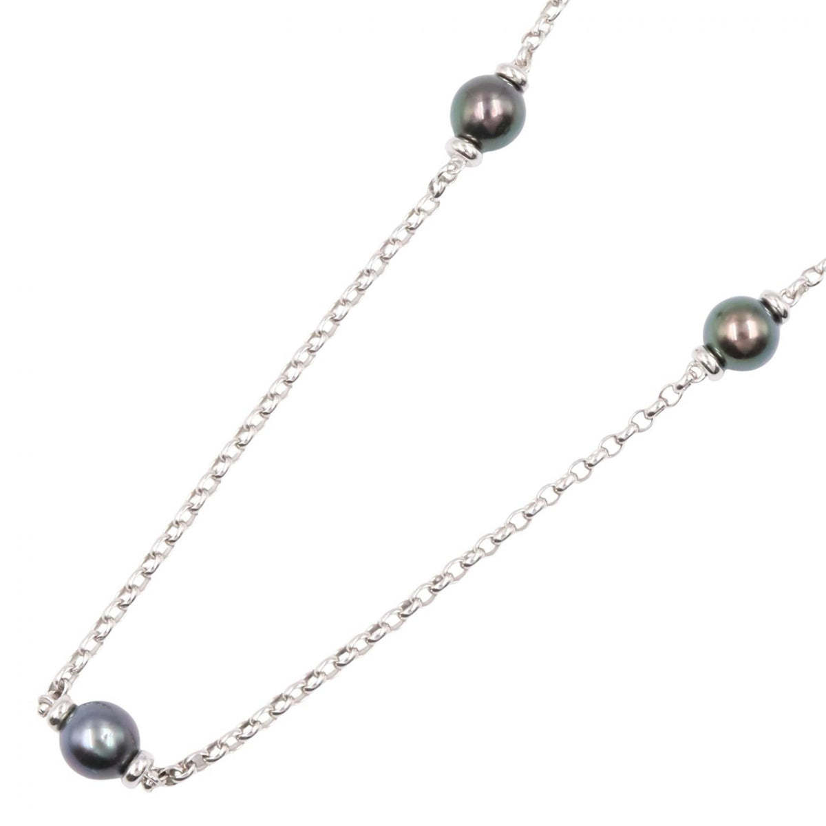 ミキモト K18WG ブラックパール ネックレス