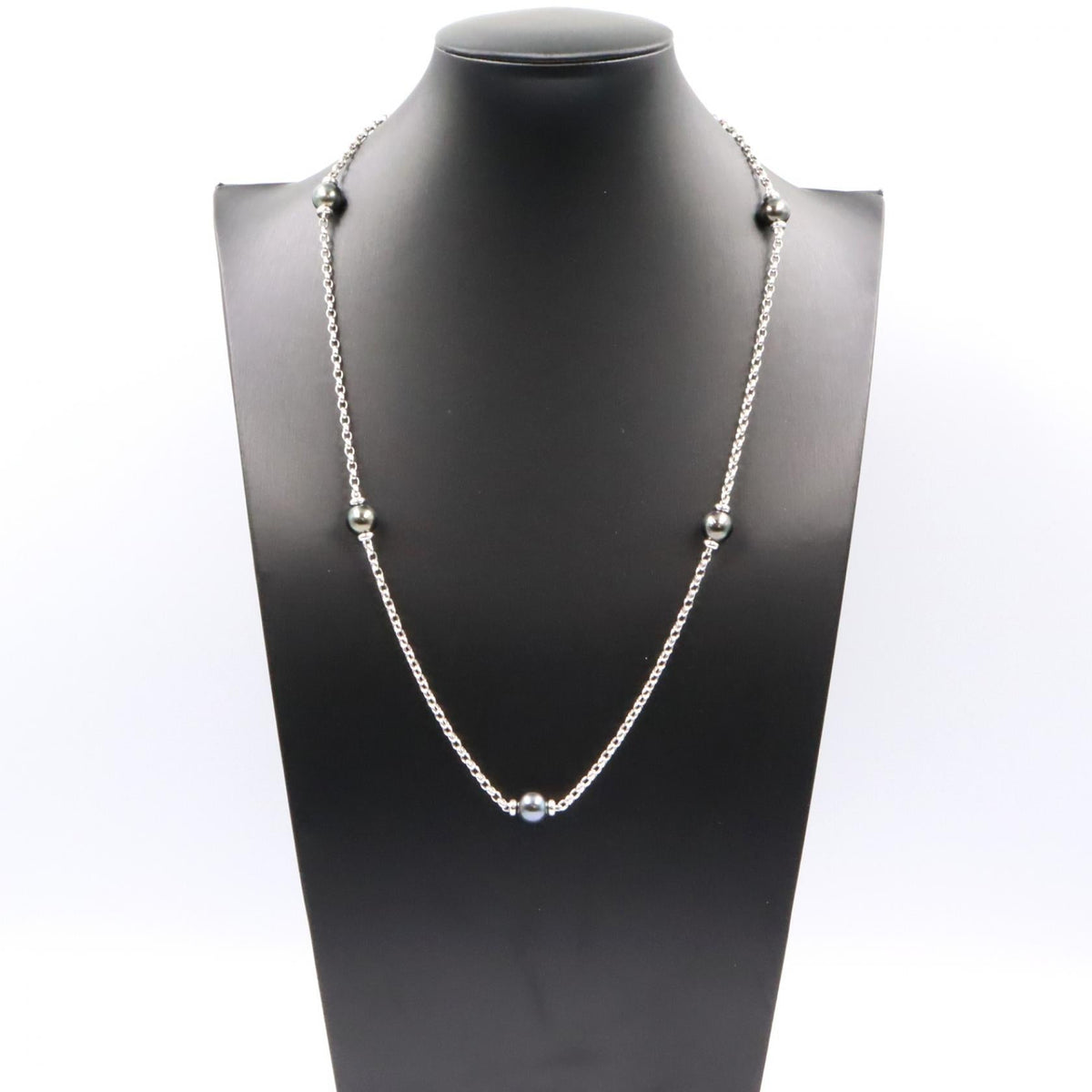ミキモト K18WG ブラックパール ネックレス