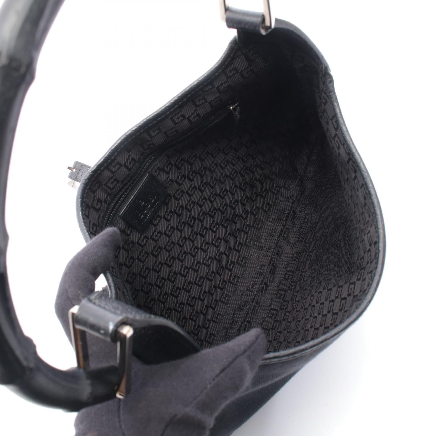 グッチ バンブージャッキー キャンバス レザー ショルダーバッグ
