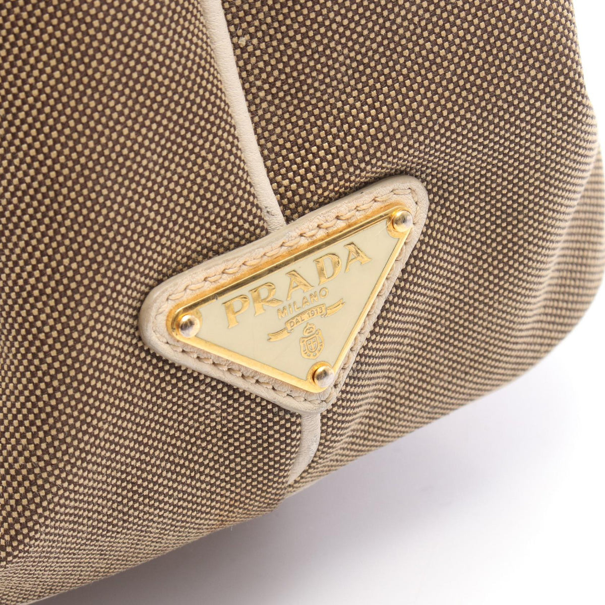 プラダ LOGO JACQUARD キャンバス レザー トートバッグ