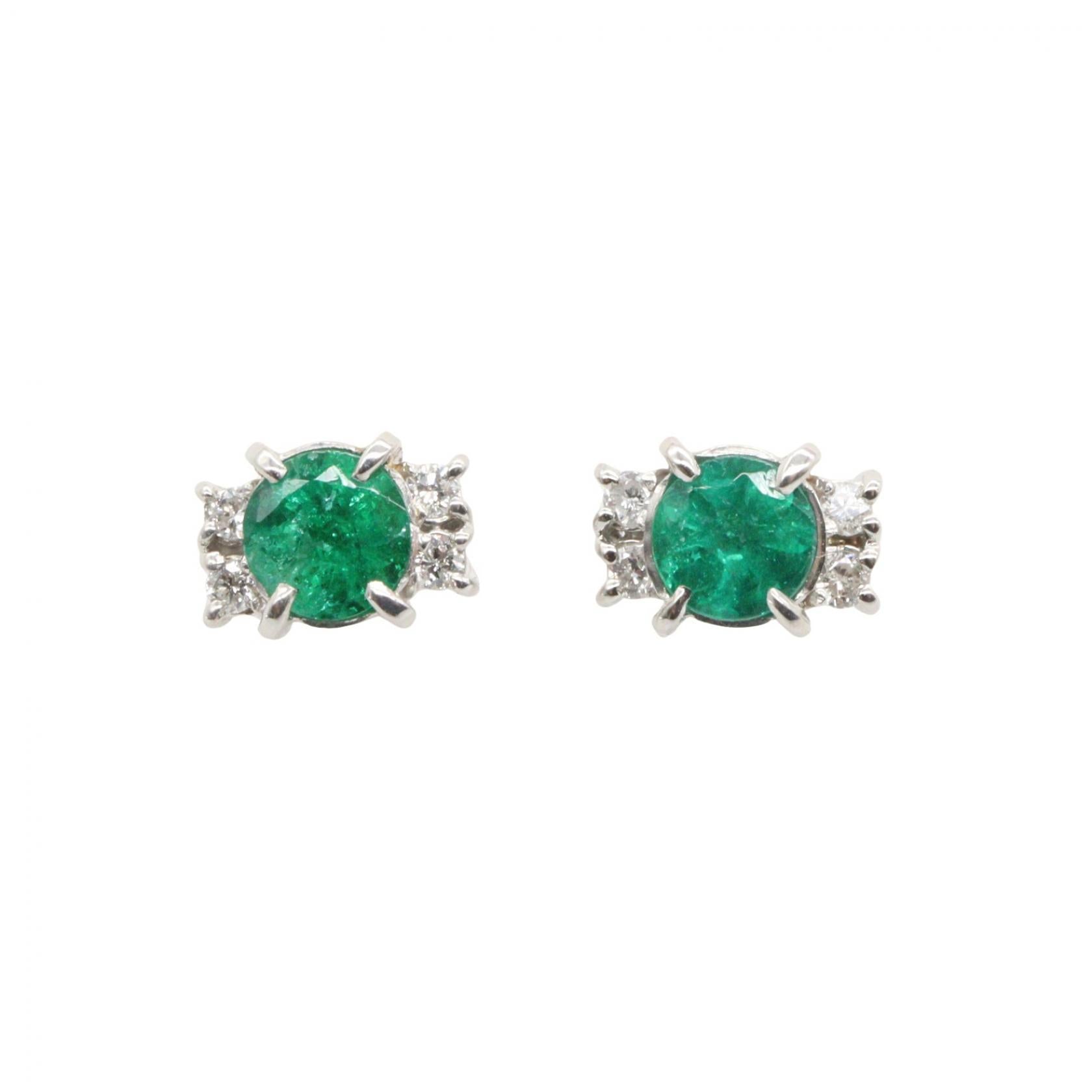 ジュエリー Pt900プラチナ エメラルド ダイヤモンド ピアス
