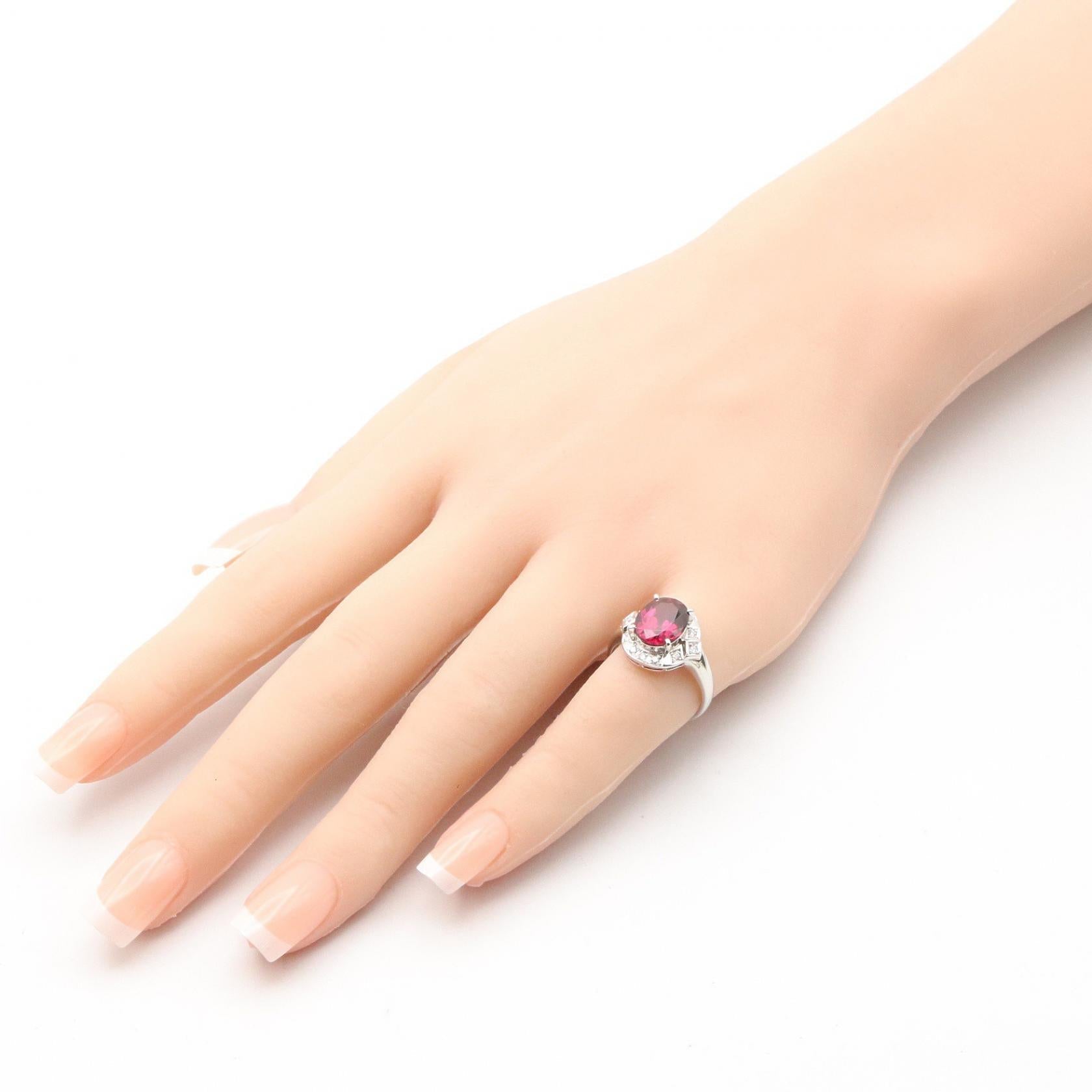 ジュエリー Pt900プラチナダイヤモンドガーネットリング