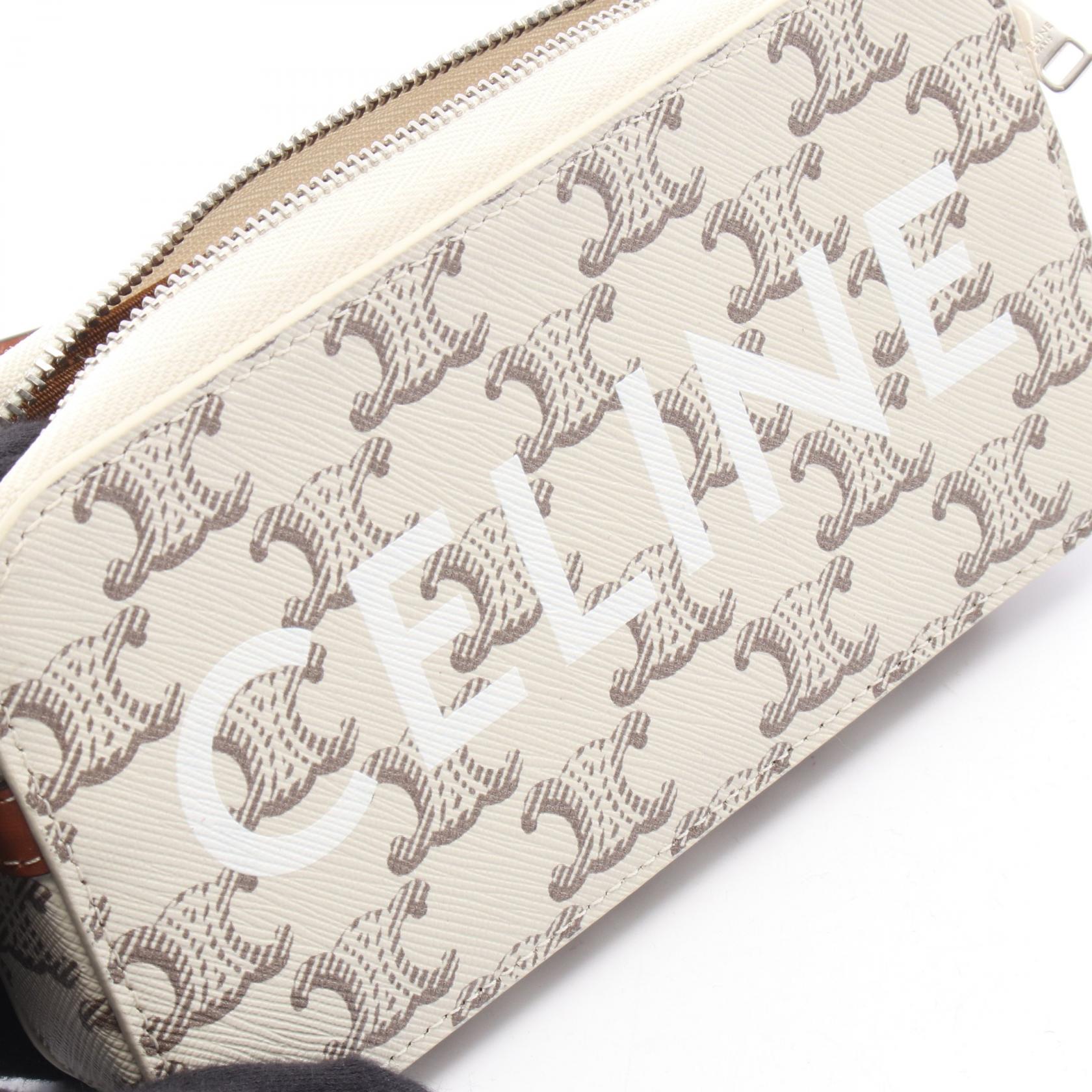 セリーヌ トリオンフ ホリゾンタル PVCコーティングキャンバス レザー ショルダーバッグ