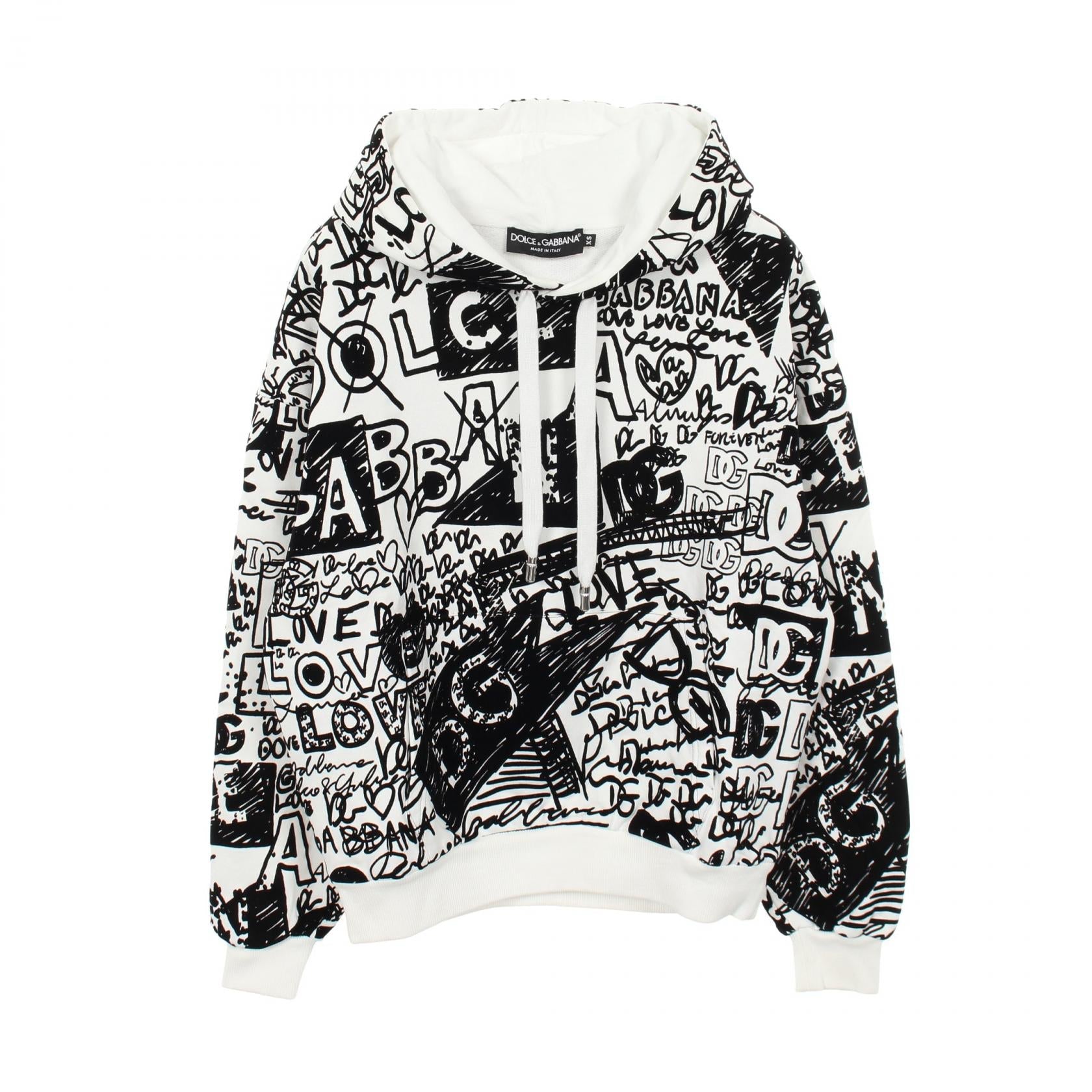 ドルチェ&ガッバーナ FLOCKED GRAFFITI PRINT コットンパーカー