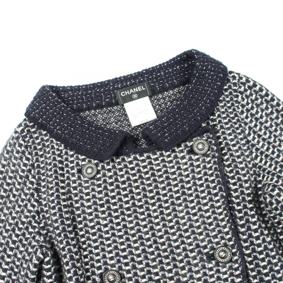 シャネル カメリアボタン カシミヤシルクニットジャケット