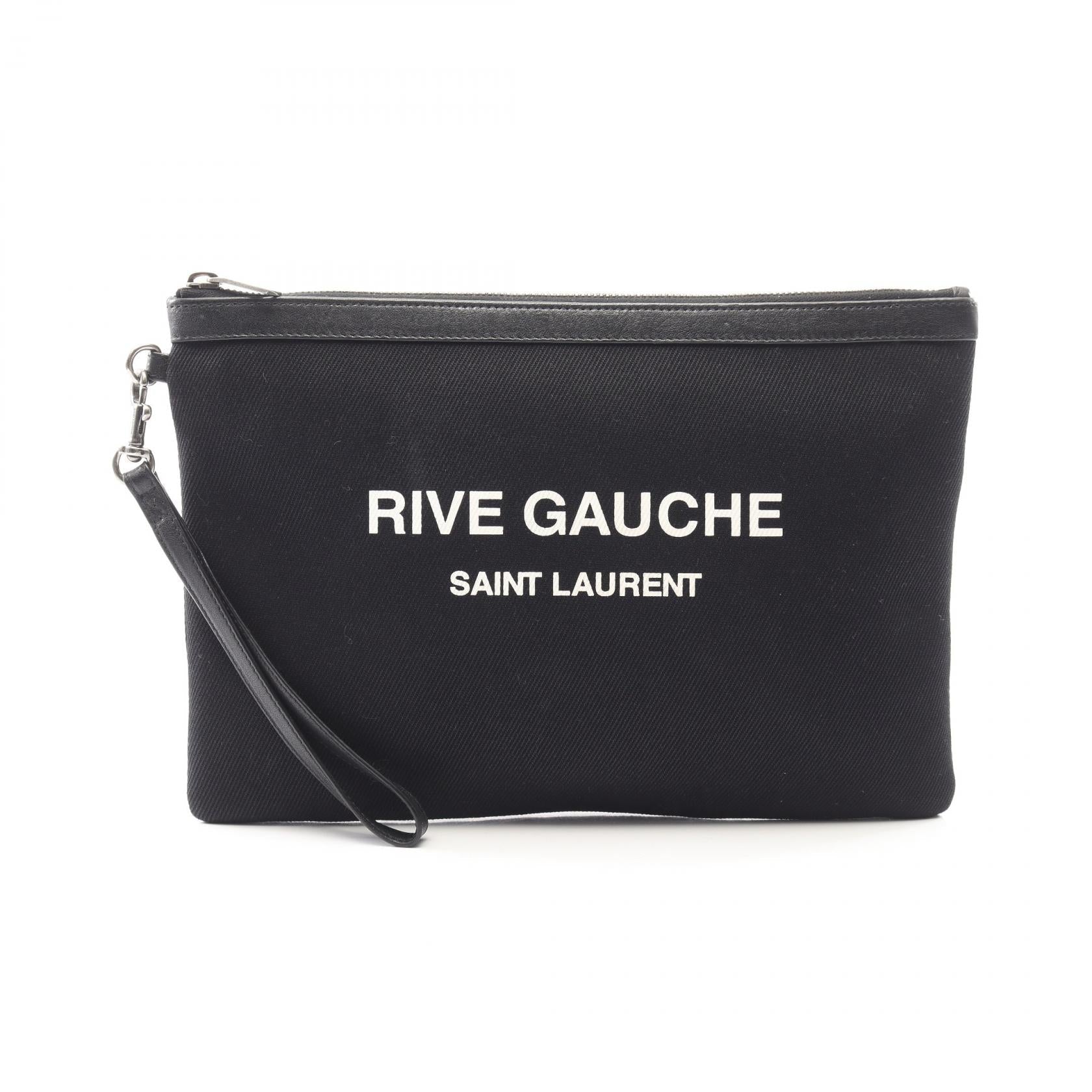 サンローランパリ RIVE GAUCHE キャンバスレザークラッチバッグ