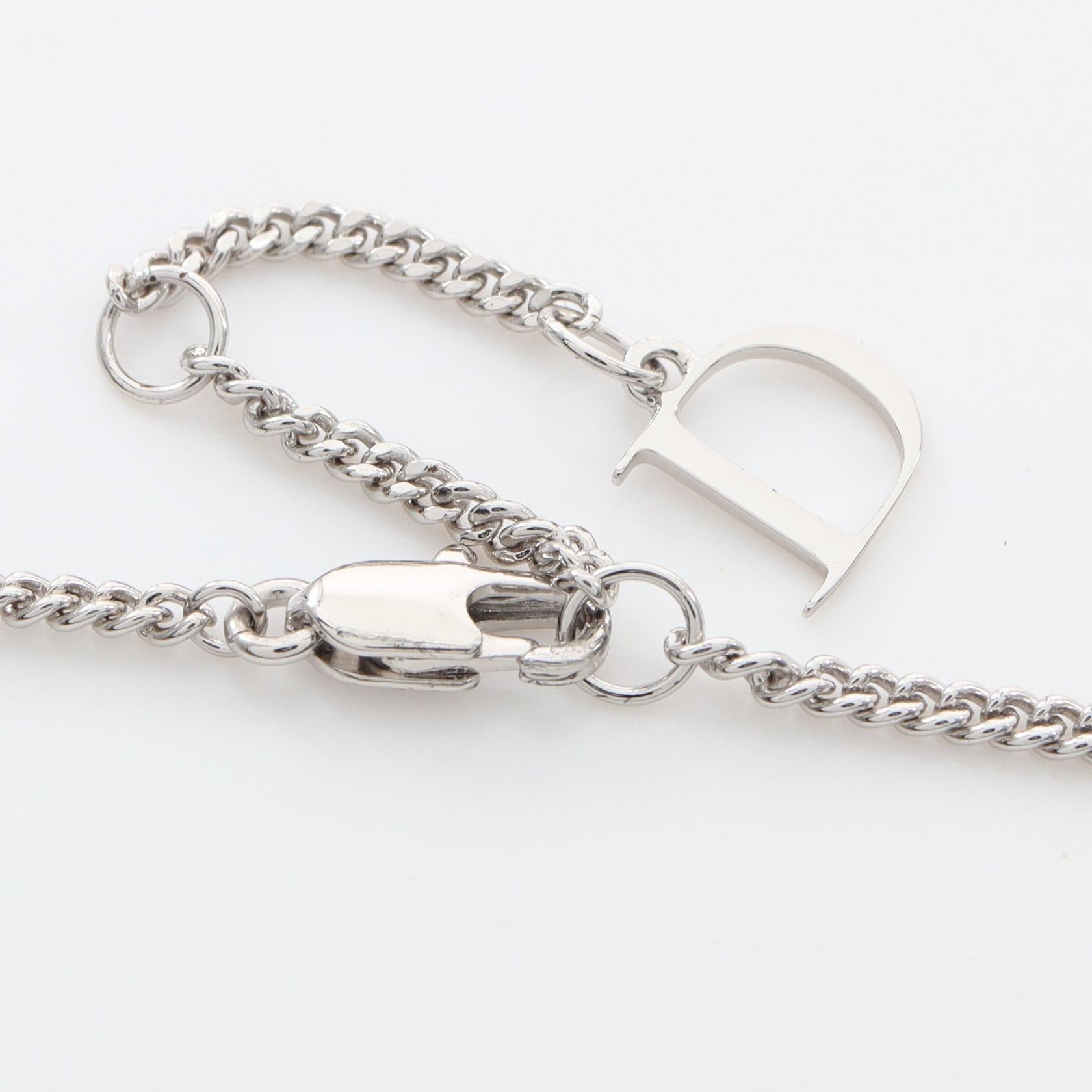 ディオール Guilloche Plate Pendant Necklace ステンレススチール ネックレス