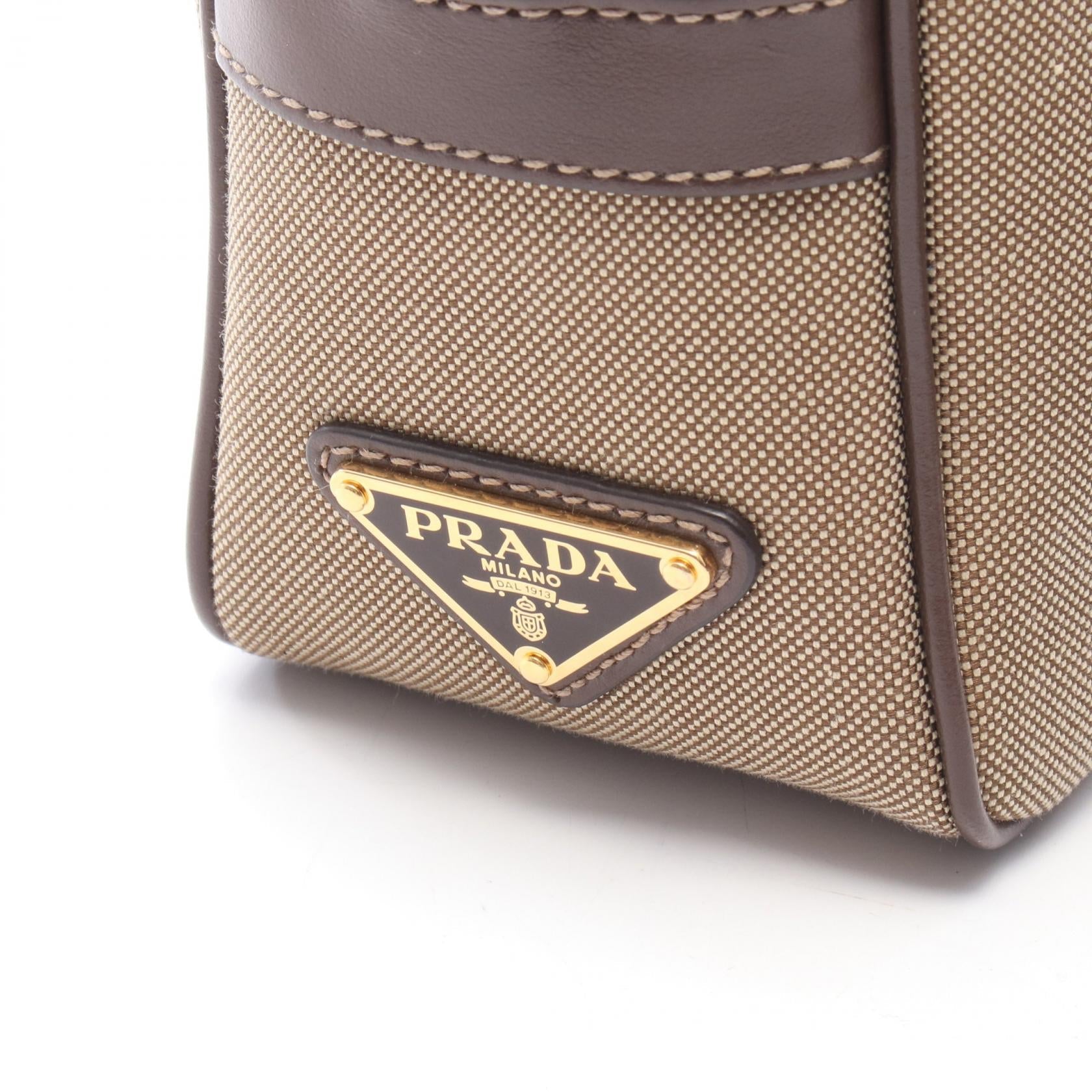 プラダ LOGO JACQUARD キャンバス レザー ショルダーバッグ
