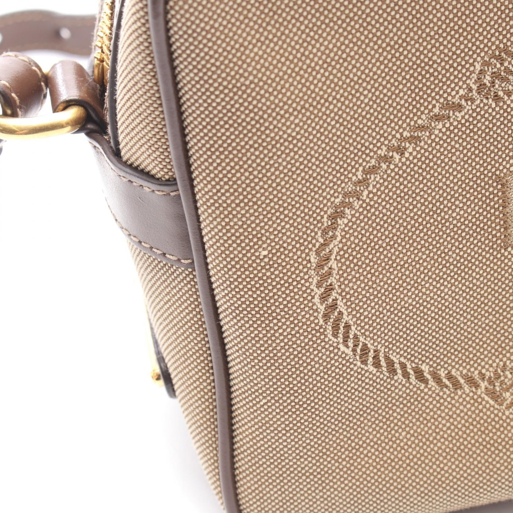 プラダ LOGO JACQUARD キャンバス レザー ショルダーバッグ