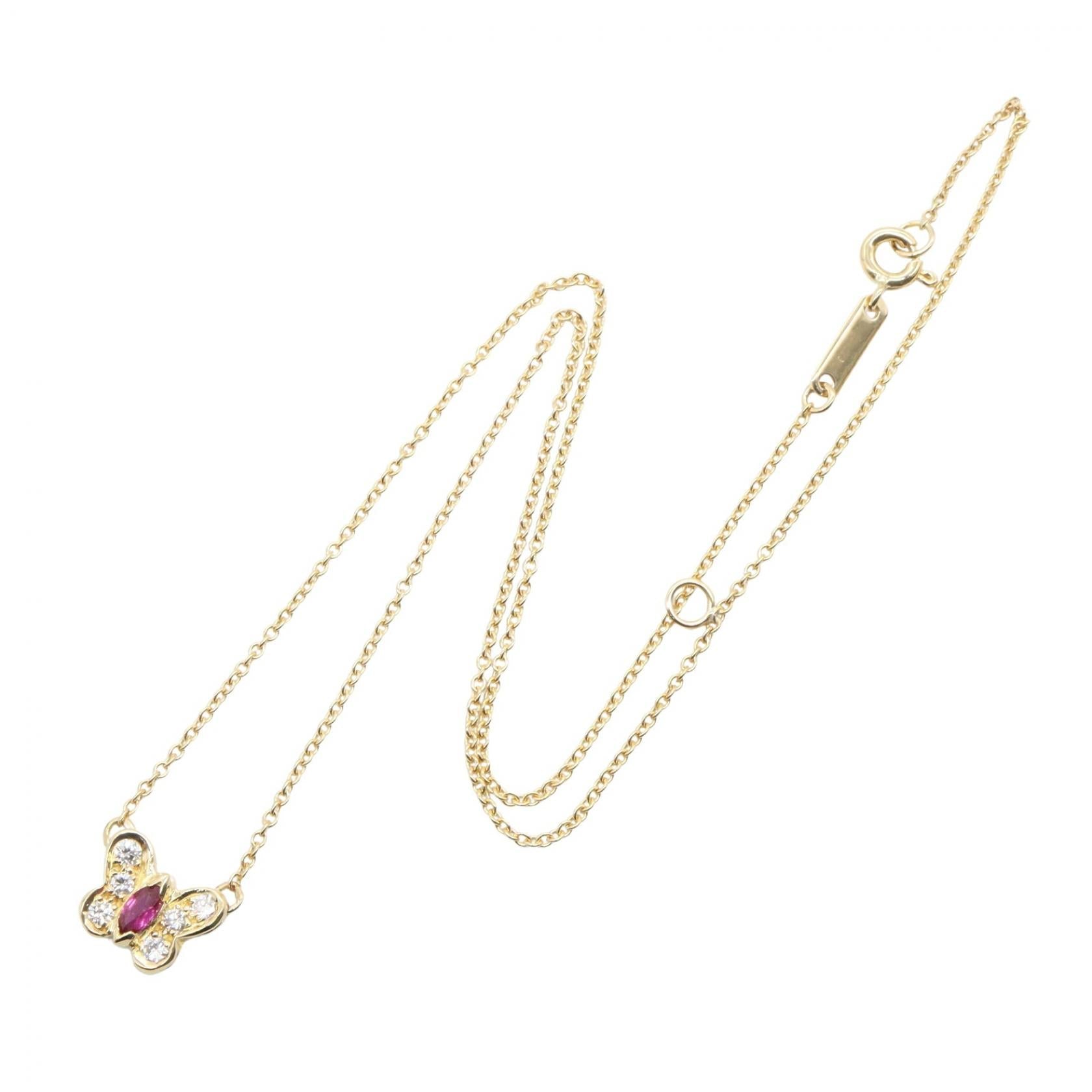 ヴァンクリーフアーペル パピヨン Au750 ダイヤモンド ルビー ネックレス