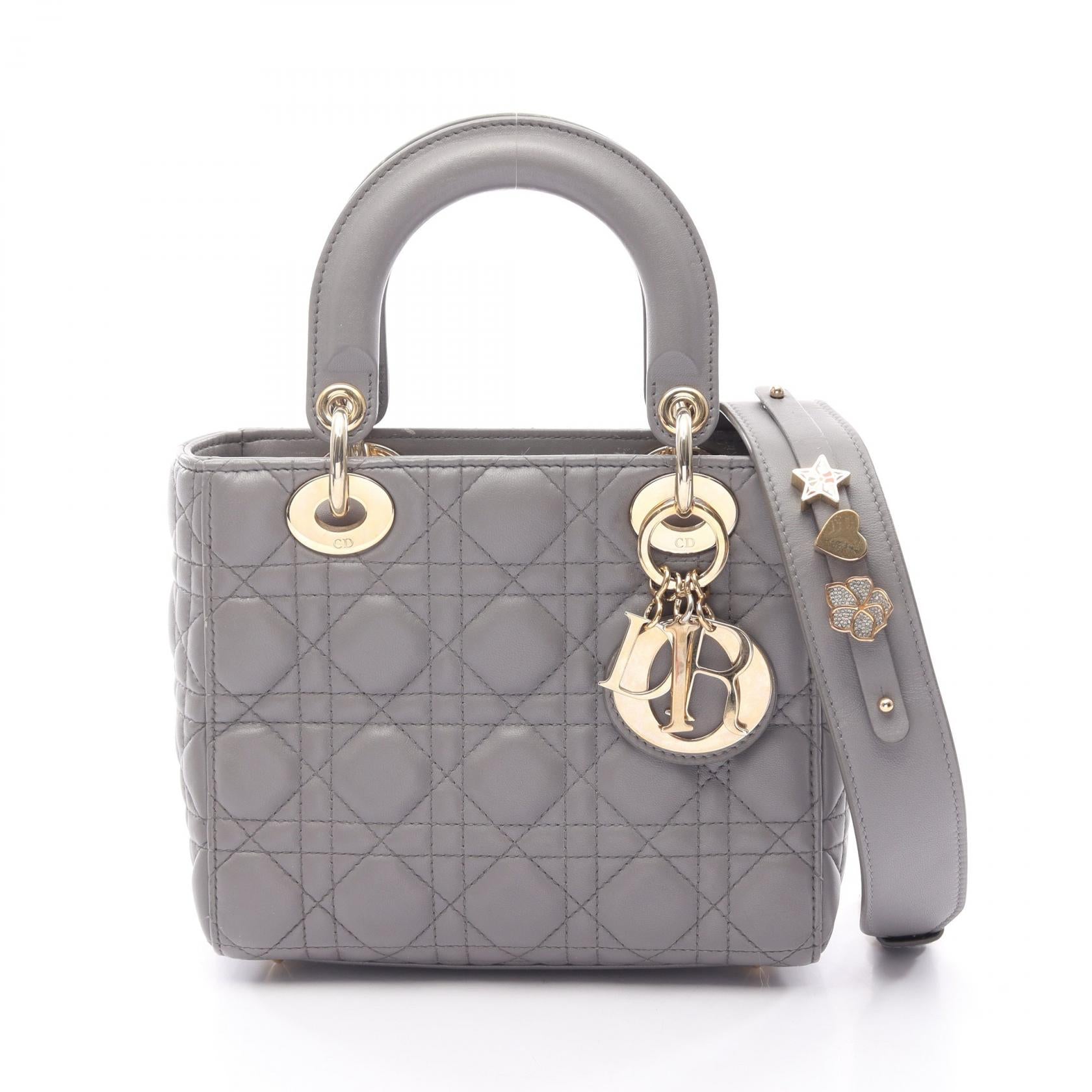 ディオール LADY DIOR MY ABCDIOR レザーハンドバッグ