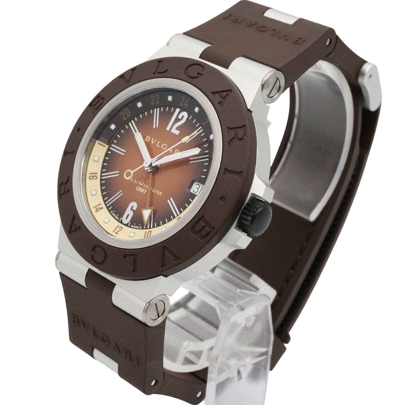 ブルガリ アルミニウム GMT アルミニウム メンズ腕時計