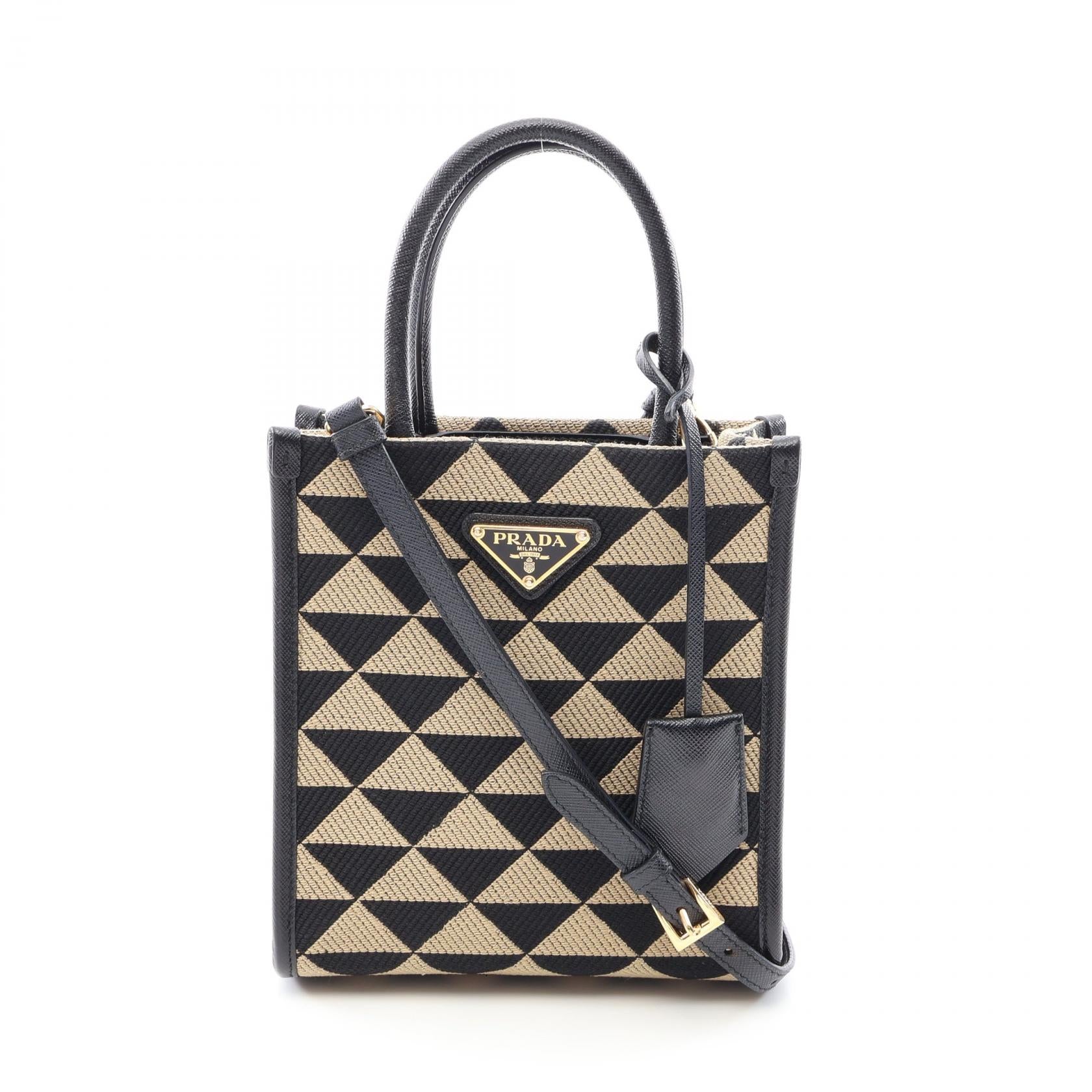 プラダ TRIANGOLO JACQUARD サフィアーノレザー 2wayハンドバッグ