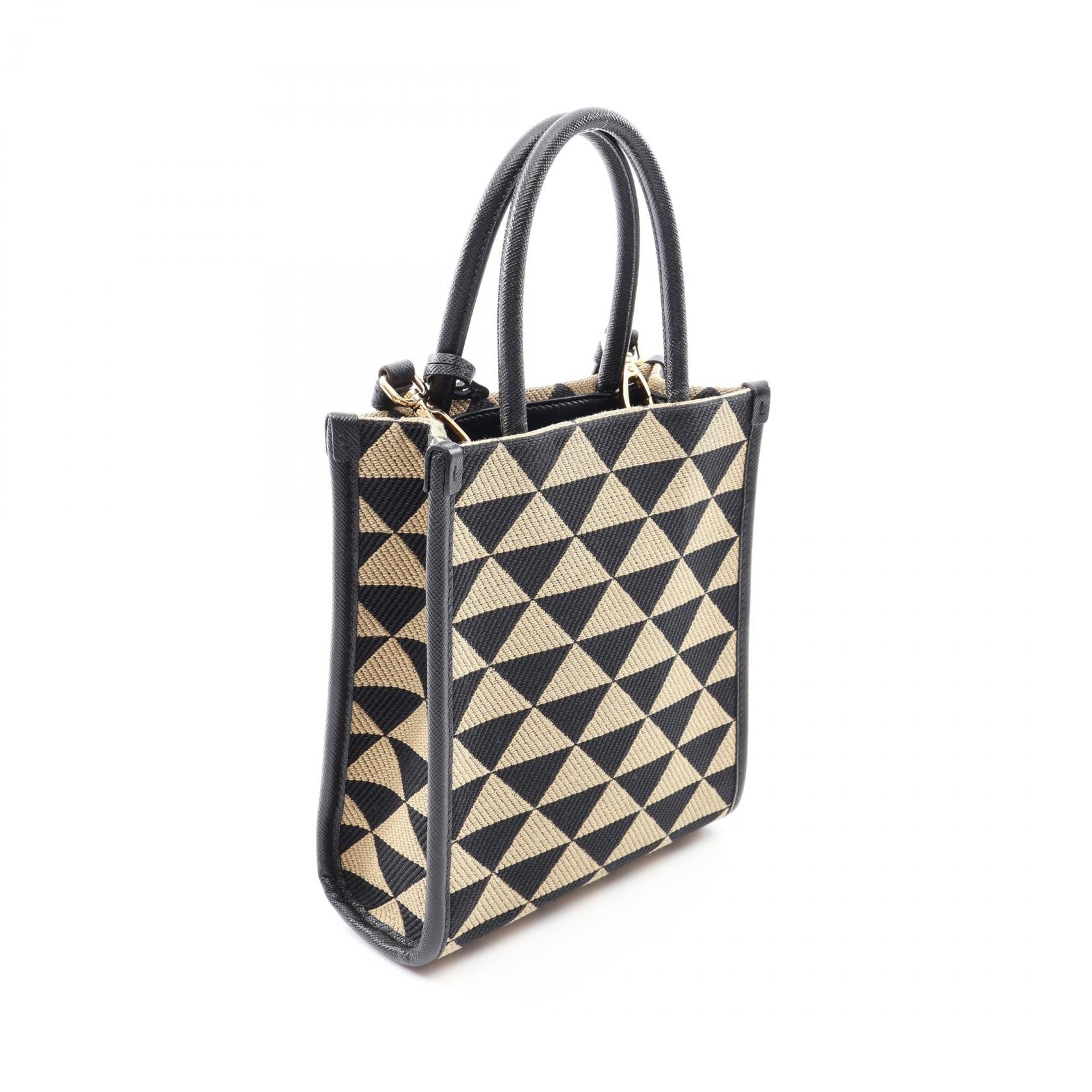 プラダ TRIANGOLO JACQUARD サフィアーノレザー 2wayハンドバッグ