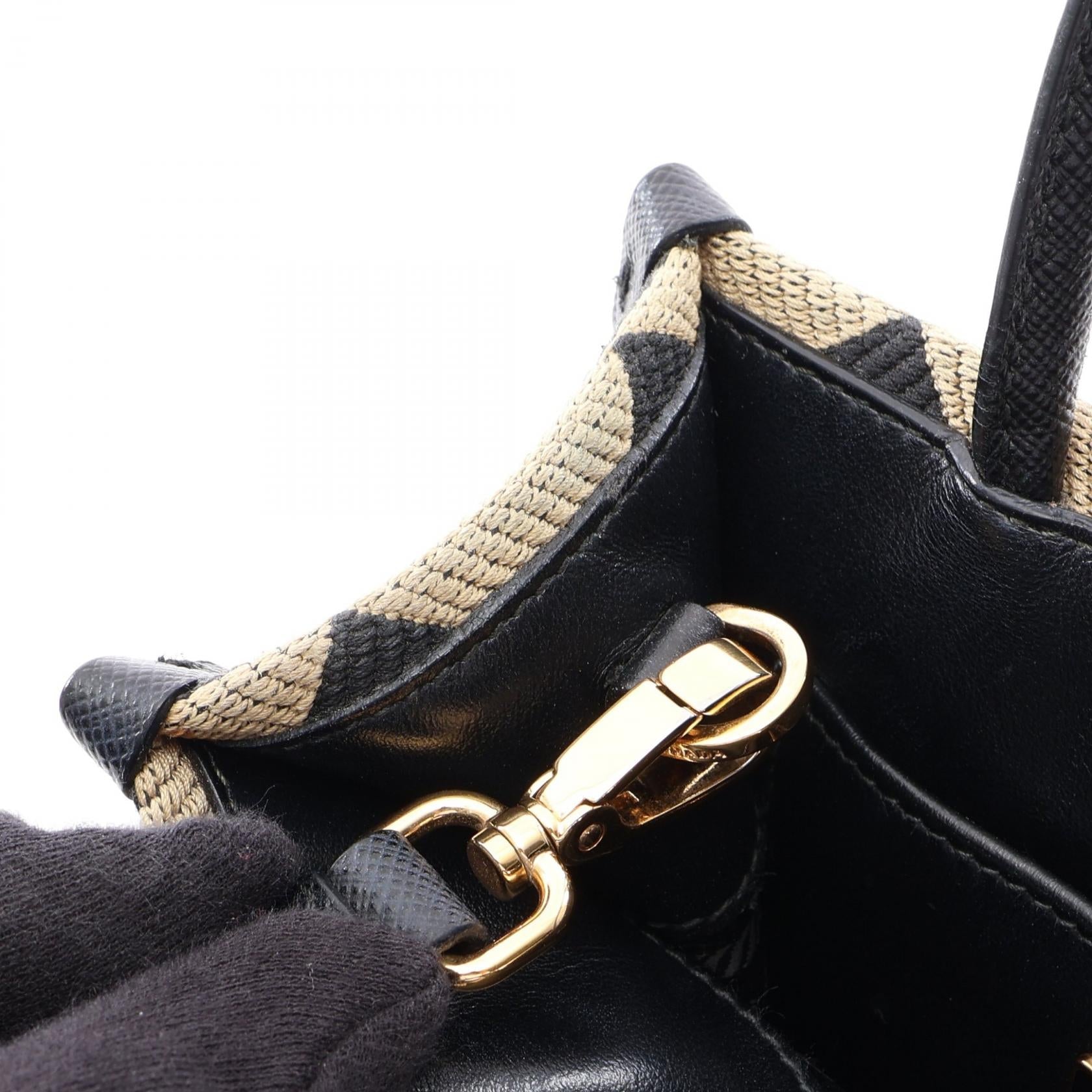 プラダ TRIANGOLO JACQUARD サフィアーノレザー 2wayハンドバッグ