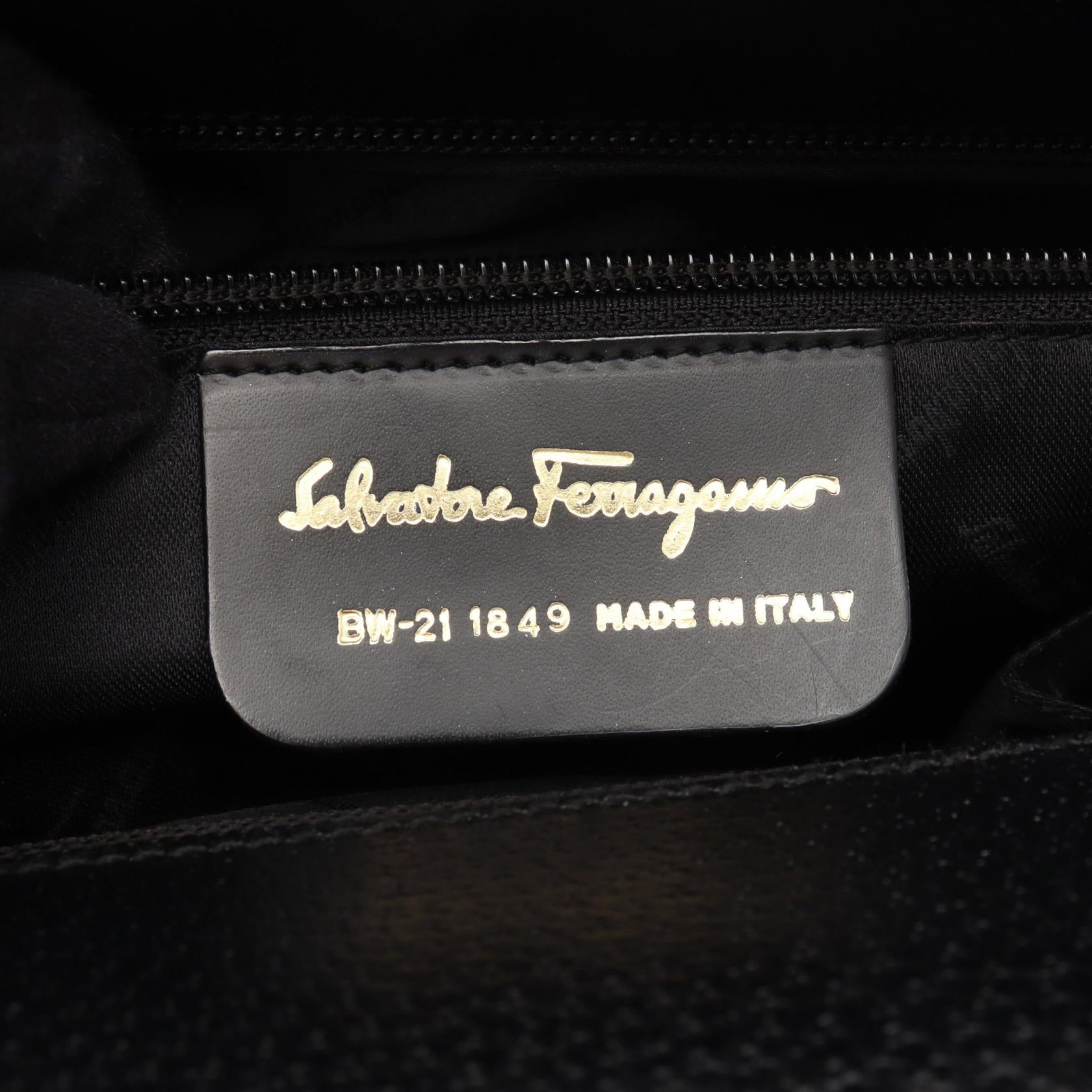 サルヴァトーレ フェラガモ キャンバス レザー ハンドバッグ