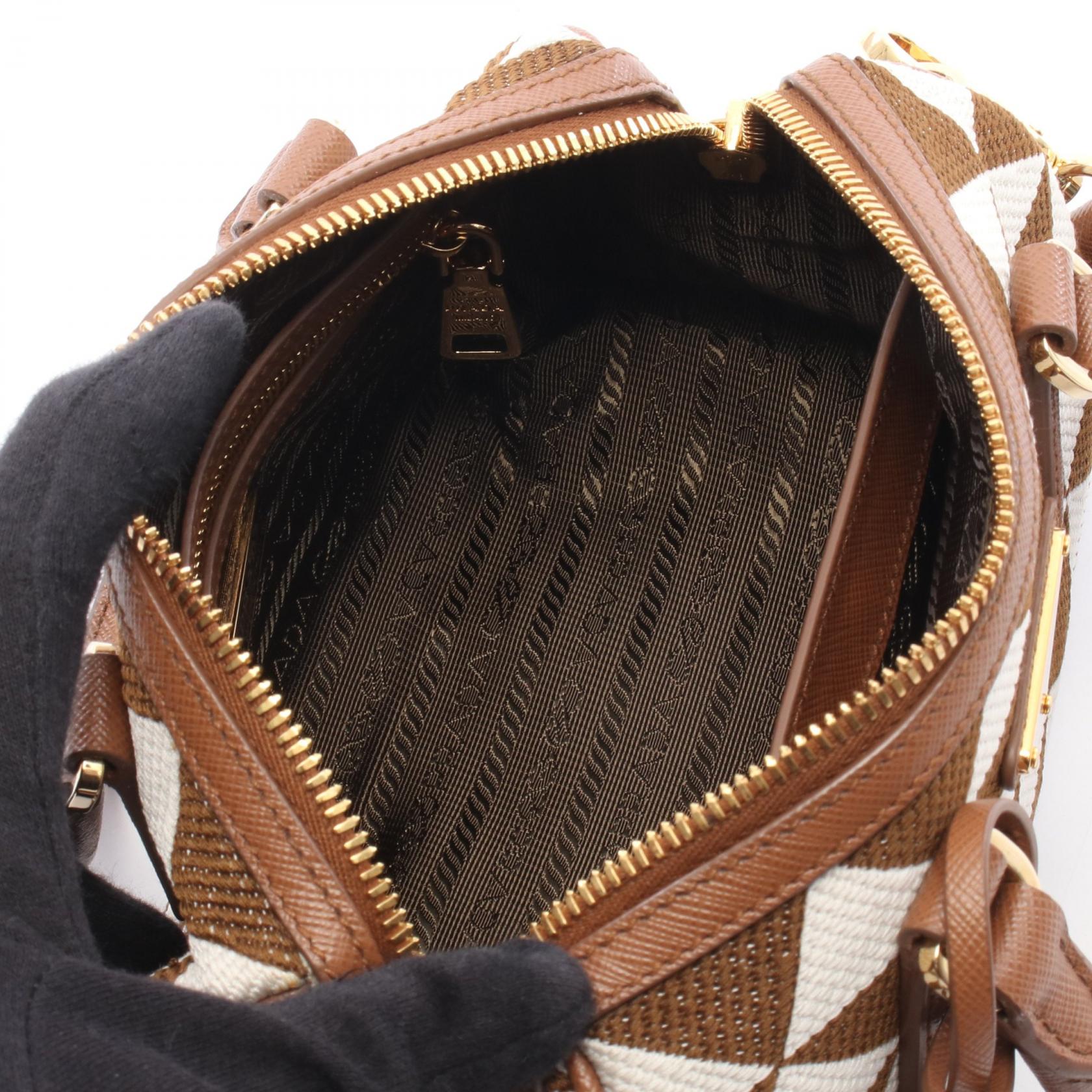 プラダ TRIANGOLO JACQU キャンバス ハンドバッグ