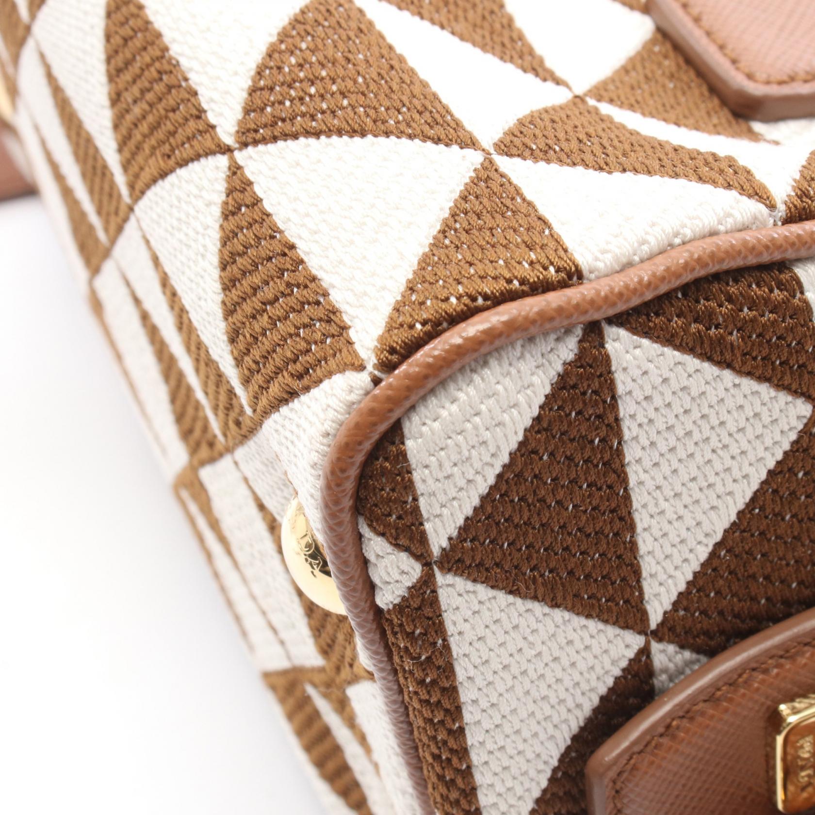 プラダ TRIANGOLO JACQU キャンバス ハンドバッグ