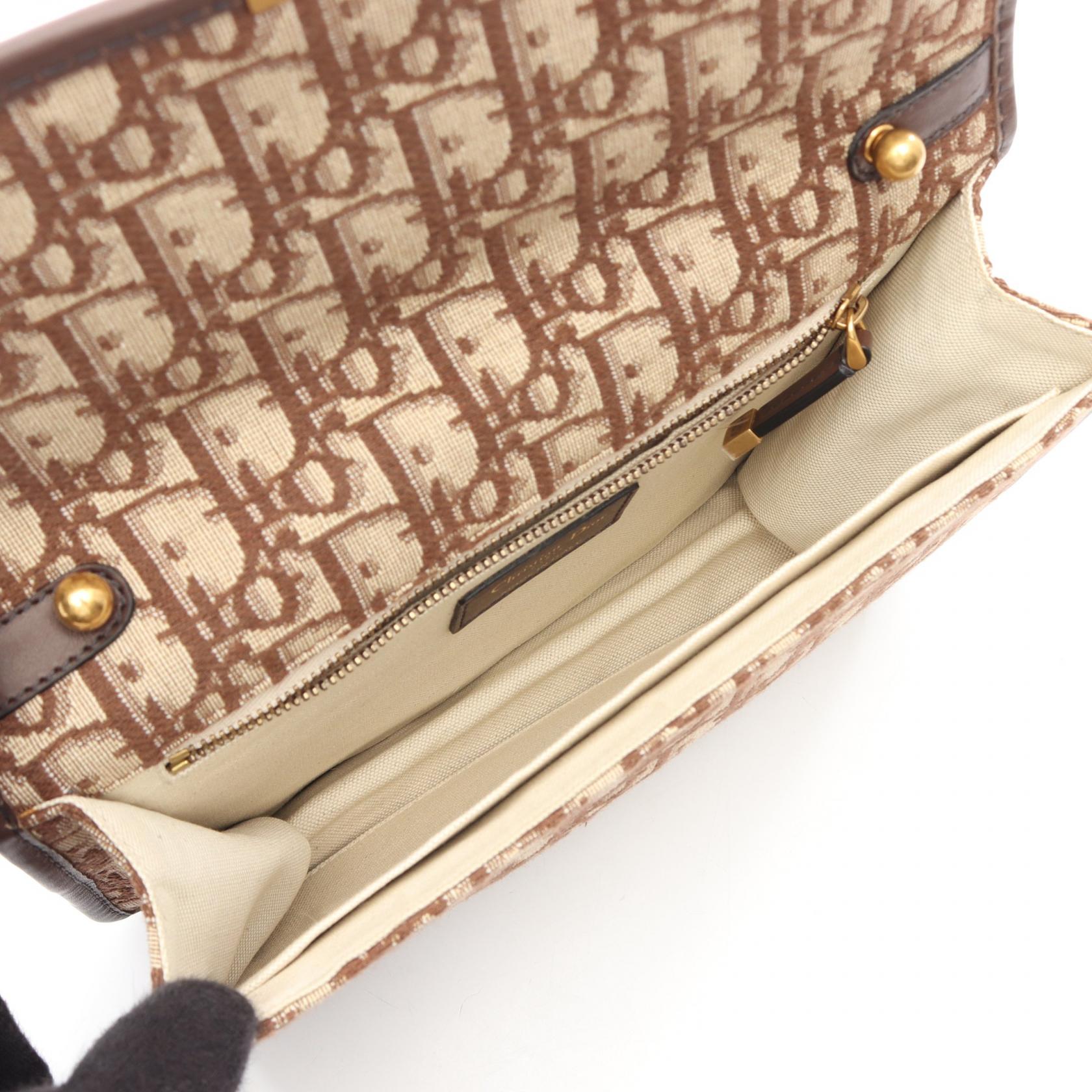 ディオール DIORADDICT オブリークジャカード キャンバス レザー ショルダーバッグ