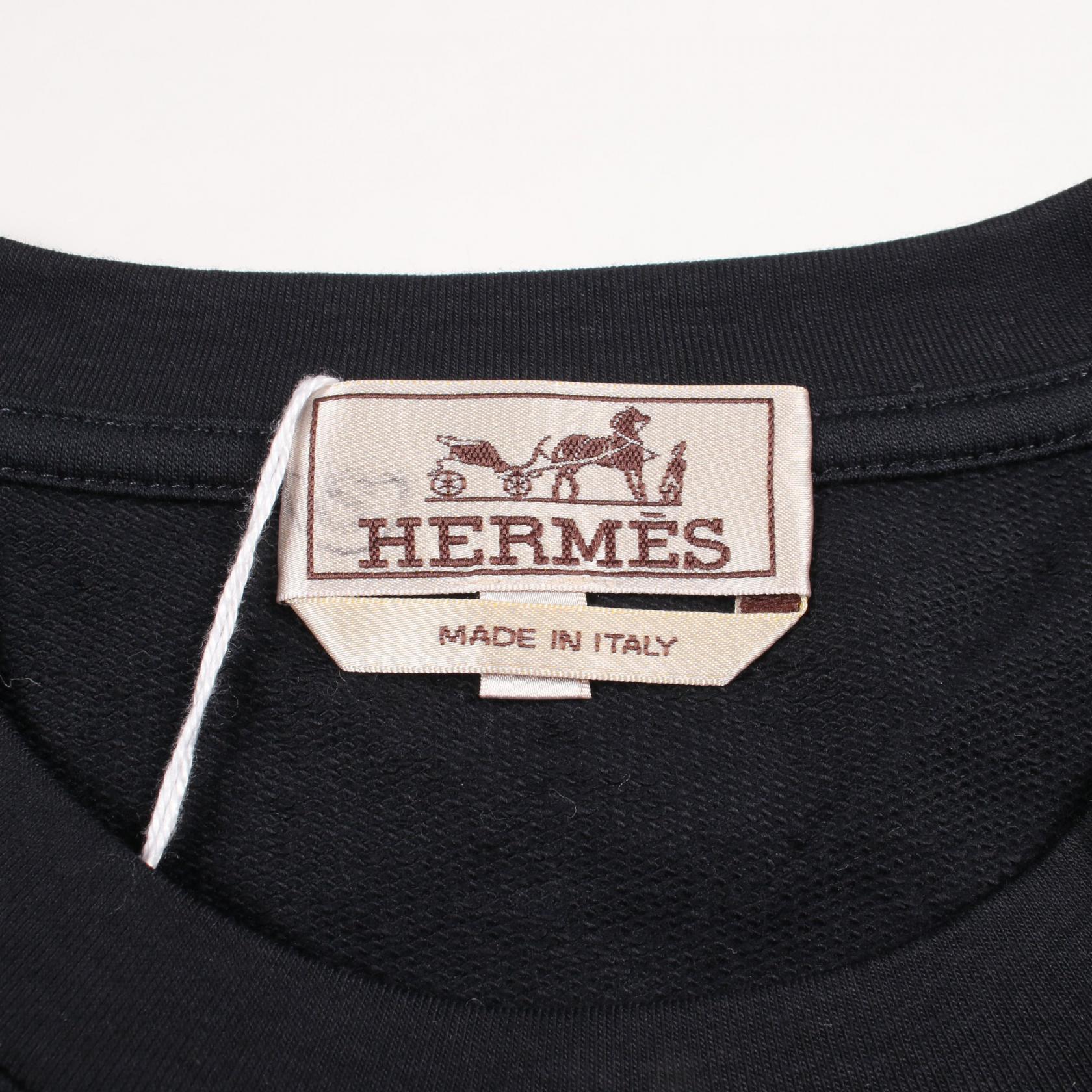 エルメス レザーパッチ コットン半袖Tシャツ